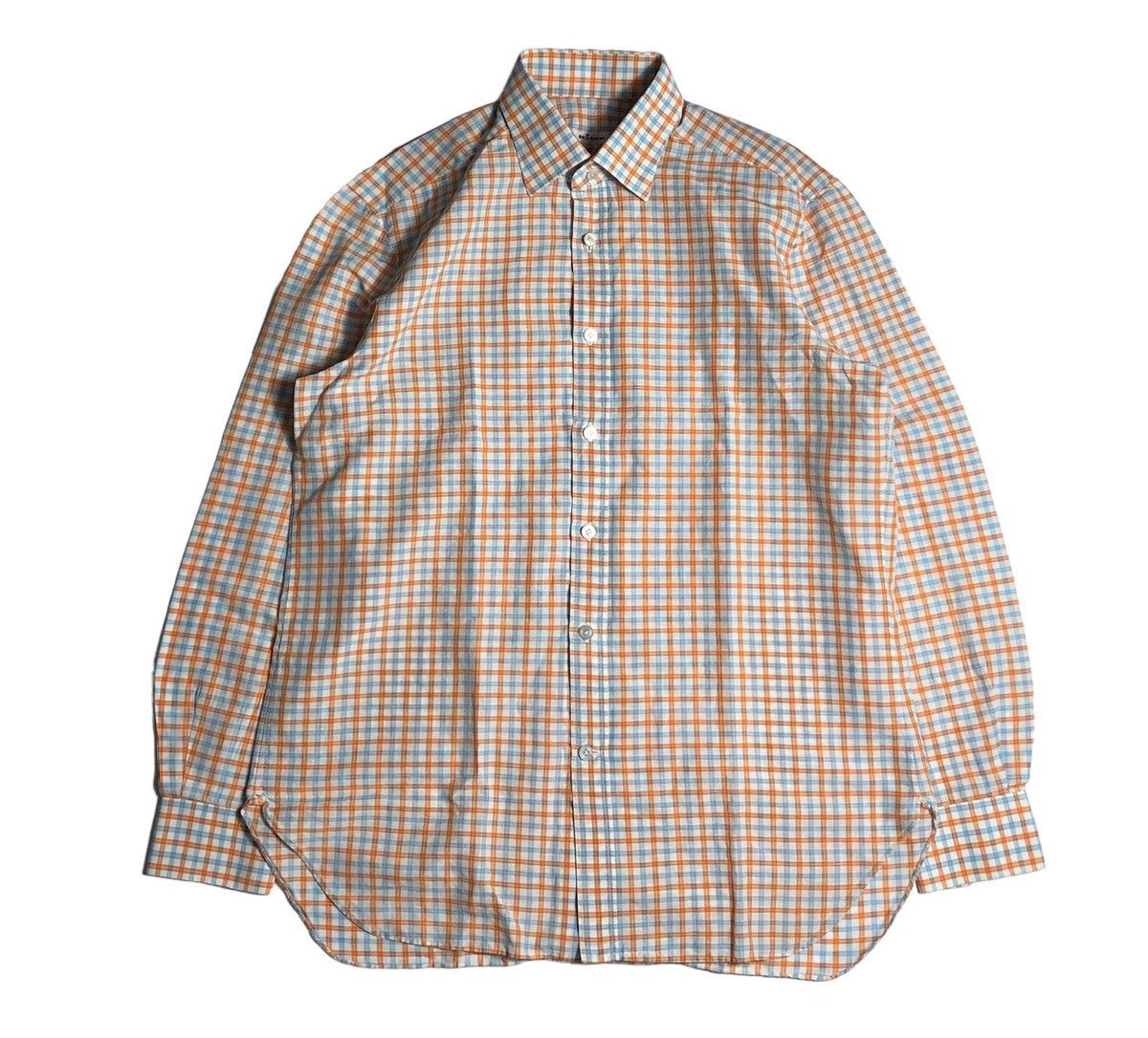 Kiton checkered cotton/linen shirt