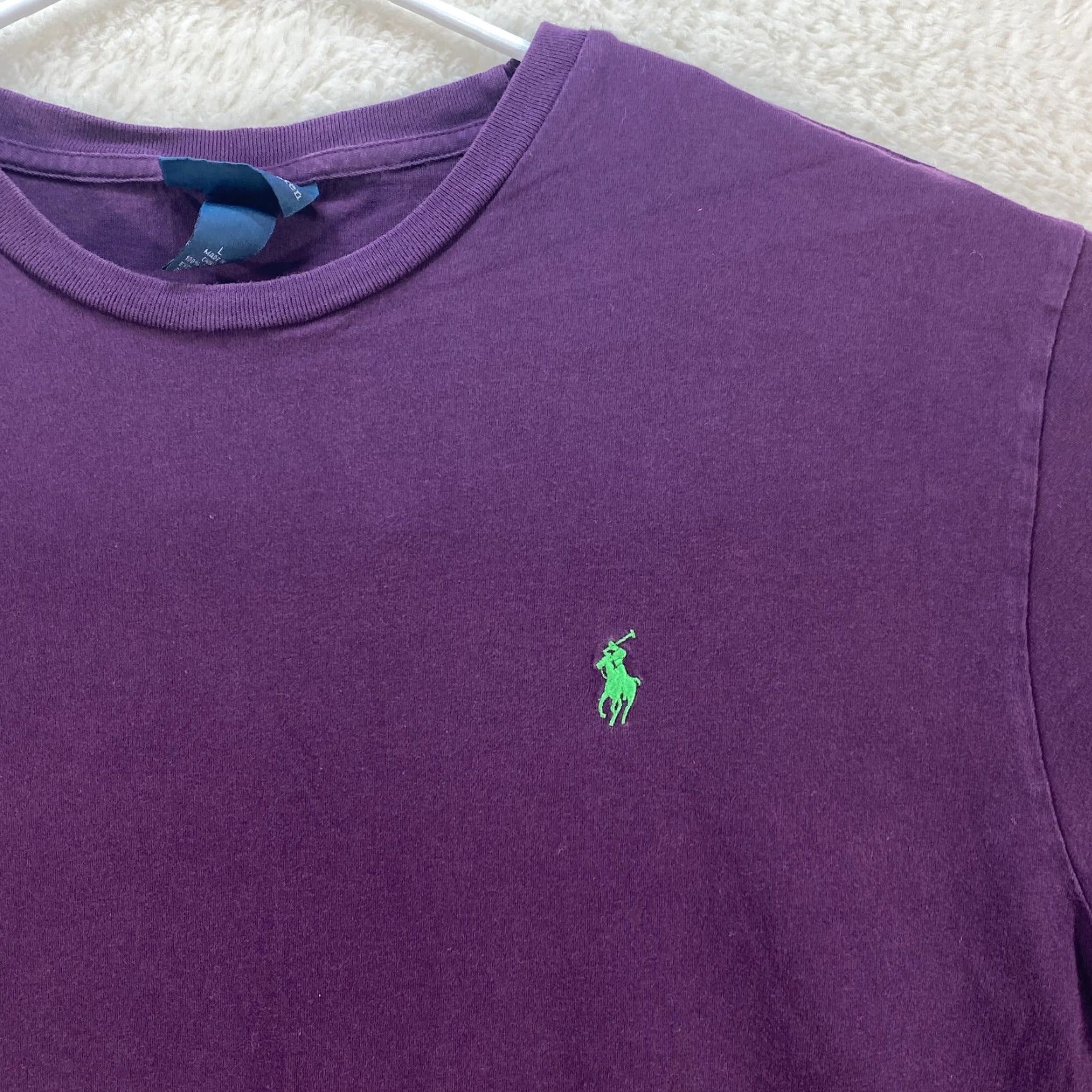 Polo Ralph Lauren VINTAGE Polo Ralph Lauren Mens Large T-Shirt Purple Green Pony Short Sleeve VTG Size US L / EU 52-54 / 3 - 3 Thumbnail