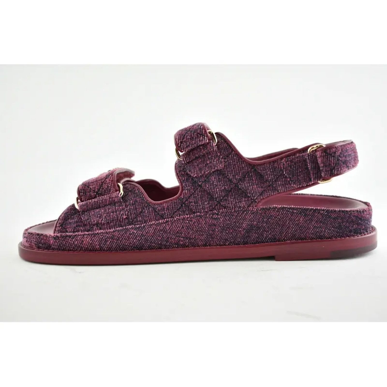 Chanel Chanel 21A Pink Velvet Denim CC Logo Mule Slide Strap Flat Size US 5.5 / IT 35.5 - 9 Thumbnail