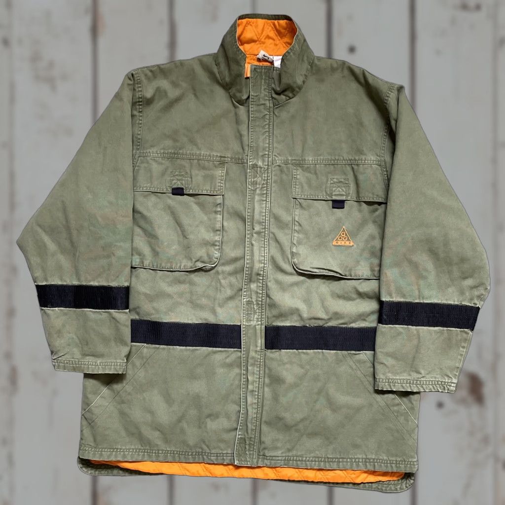 Nike VINTAGE Nike ACG 1995 Fahrenheit Parka Military Style Field Tactical Jacket XL Men Green 90s Army Outdoor Utility Quilted Nike Mens Size US XL / EU 56 / 4 - 1 Thumbnail