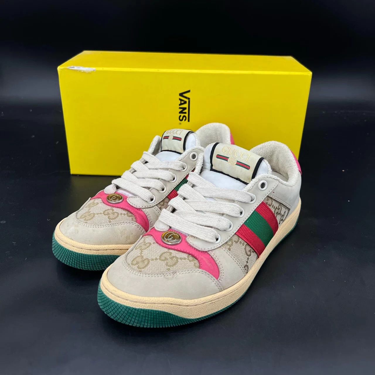 Gucci Gucci Rhyton Pink Distressed Sneakers 37 Size US 7 / IT 37 - 1 Thumbnail