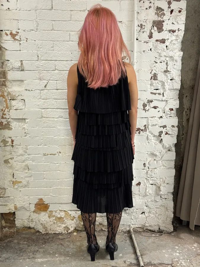 John Galliano 2010s John Galliano Black Pleated Long Dress Size S / US 4 / IT 40 - 4 Thumbnail