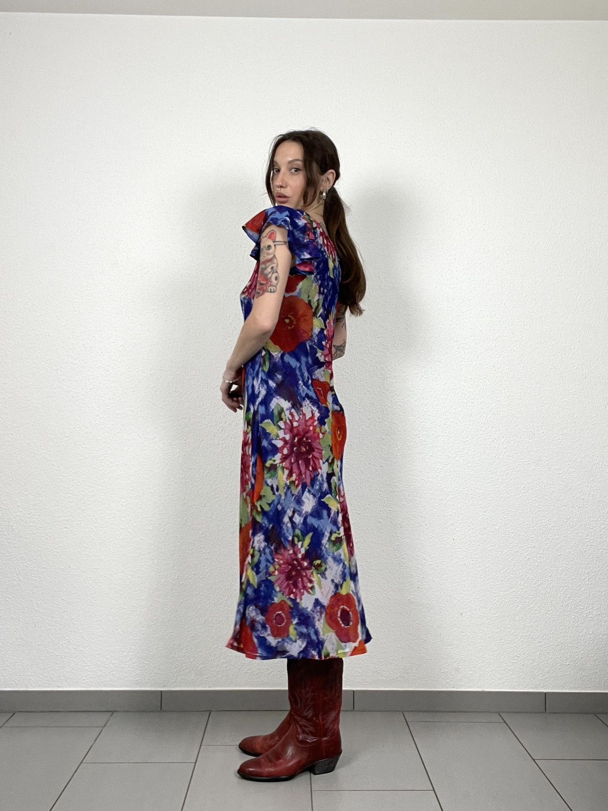 Vintage Vintage Y2K Two-Tone Reversible Floral Dress Size M / US 6-8 / IT 42-44 - 2 Thumbnail