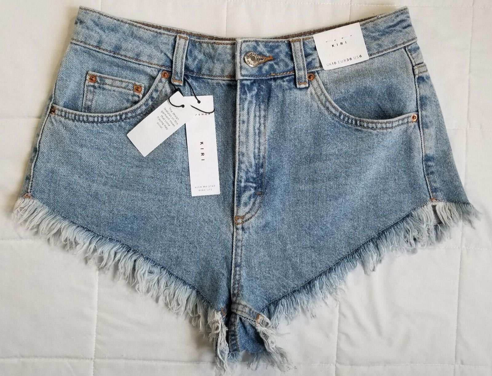 Topshop TopShop Womens Kiri Denim Jean Shorts High Waisted Size 6 Size 28" / US 6 / IT 42 - 1 Thumbnail