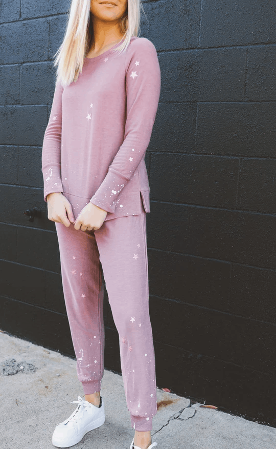 Chaser Pinky Stars Sweatpants Bottoms Glam