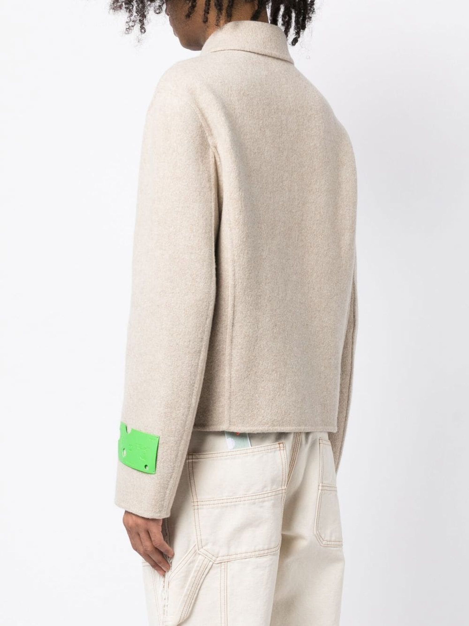 Off-White o1gr1nt0125 Tag Double Wool Zip Up Blouson Jacket in Bone Size US M / EU 48-50 / 2 - 4 Thumbnail