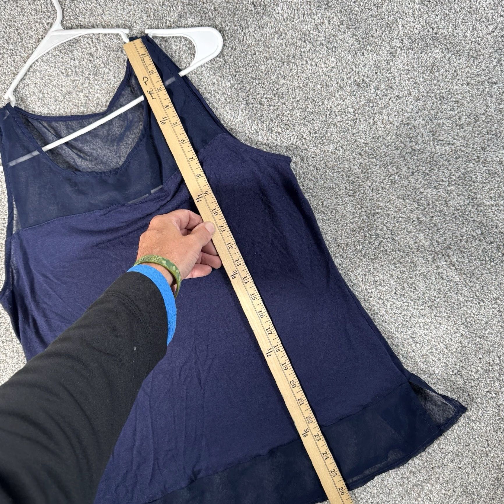 Vintage Cato Tank Top L Office Layering Romantic Chiffon Sheer Yoke and Hem Blue Polyester Rayon Vest/Top Women Tank Slim Regular Size L / US 10 / IT 46 - 2 Thumbnail