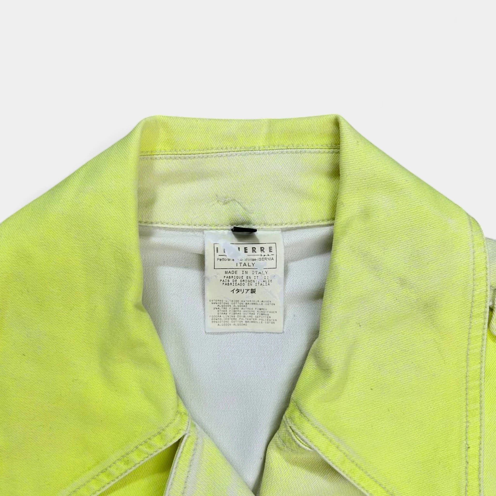 Just Cavalli Just Cavalli 2000's Neon Yellow Denim Biker Jacket Size M / US 6-8 / IT 42-44 - 8 Thumbnail
