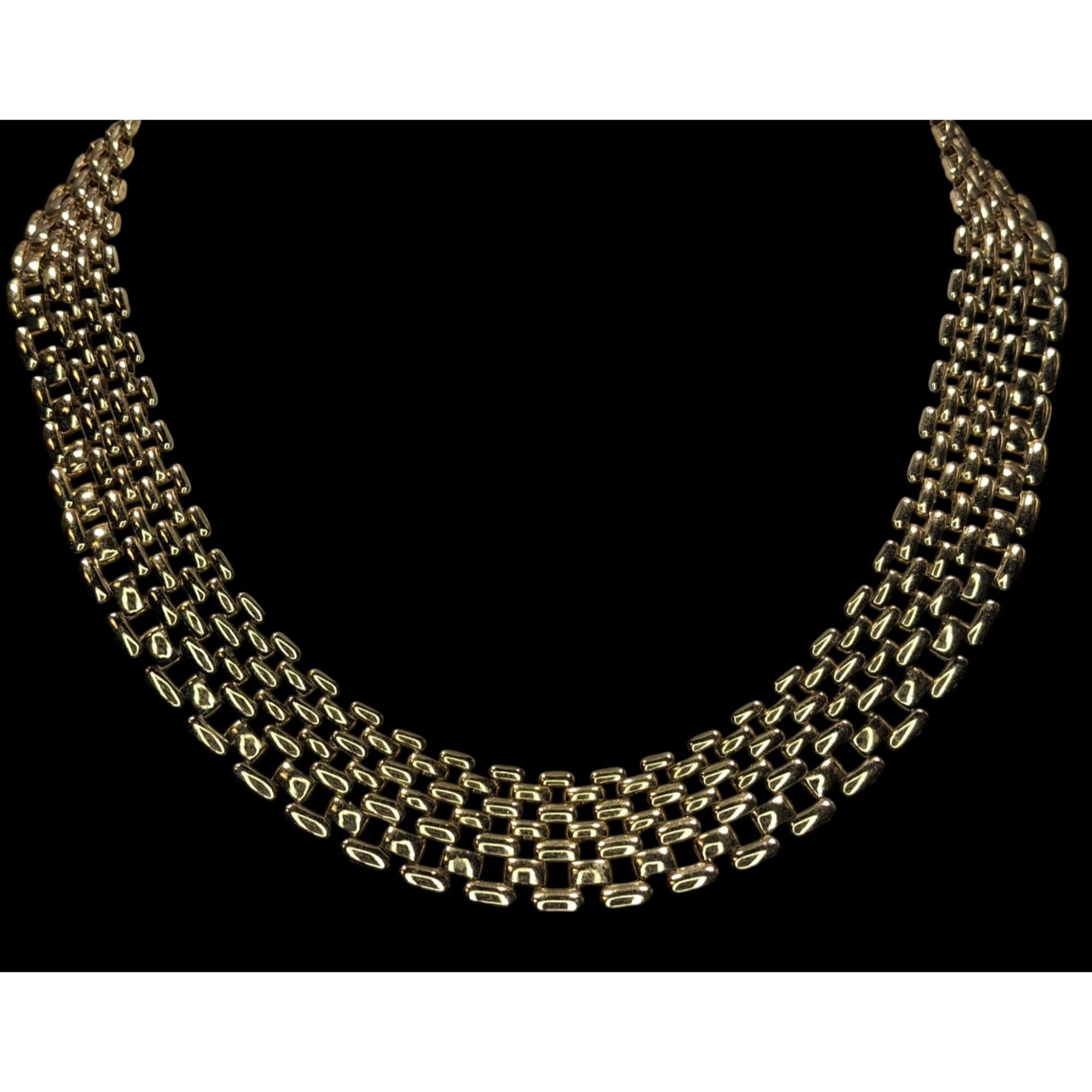 Other Vintage Elegant Panther Link Gold-Tone Choker Necklace With Size ONE SIZE - 4 Thumbnail