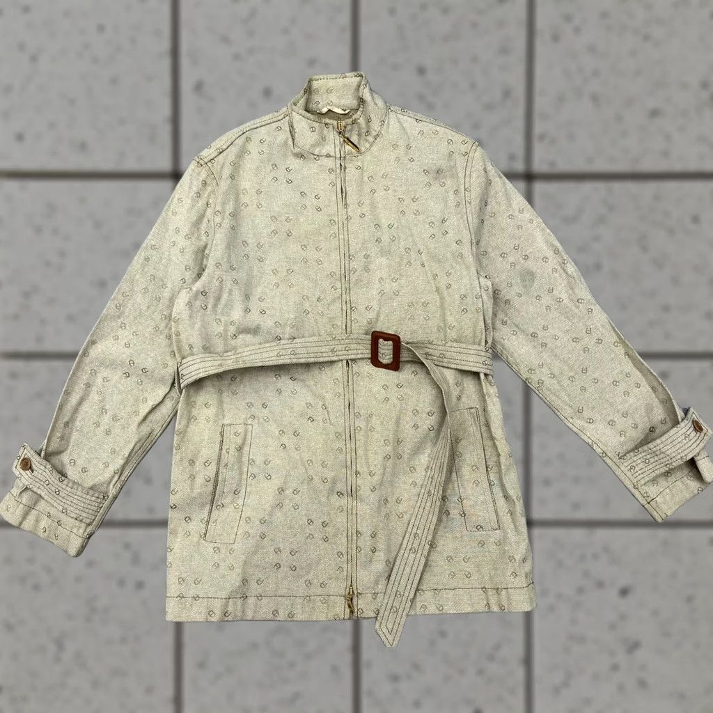 Aigner VINTAGE Aigner Monogram Coat Women M Beige USA 8 10 Jacket Size M / US 6-8 / IT 42-44 - 1 Thumbnail