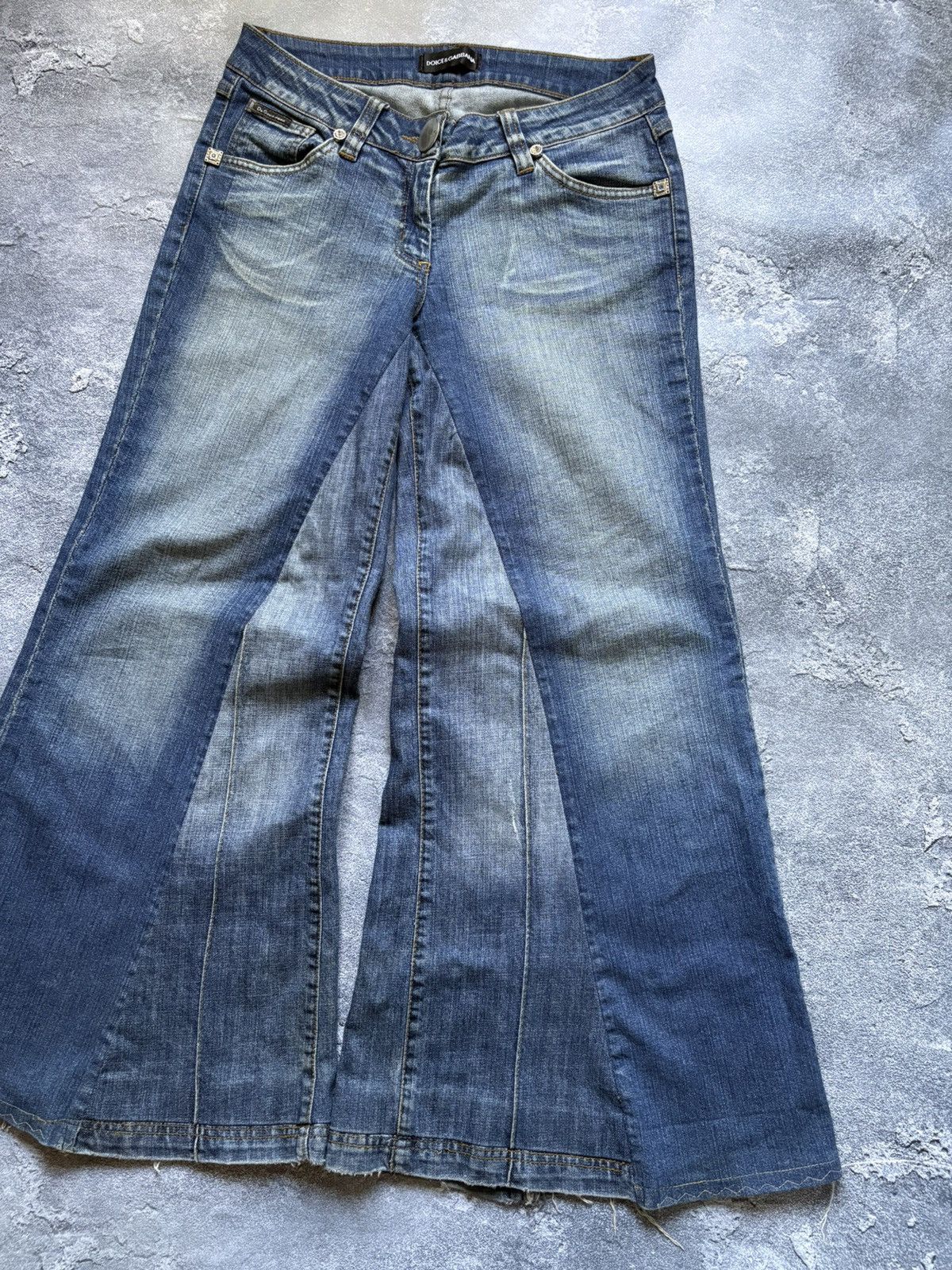 Dolce & Gabbana Vintage 00s Dolce&Gabbana Y2K Mega Flared Jeans Rare Size 28" / US 6 / IT 42 - 3 Thumbnail