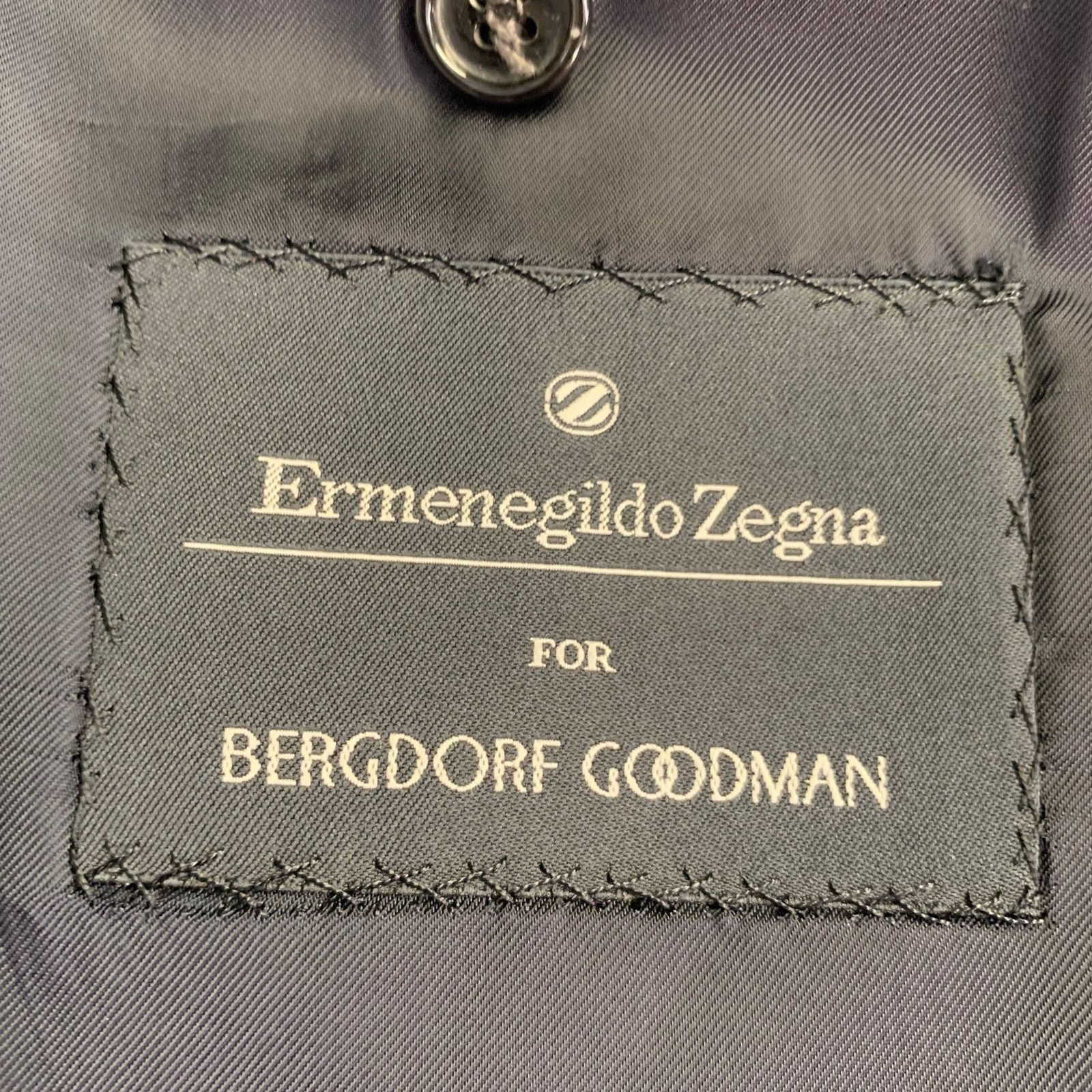 Ermenegildo Zegna Size 40 Navy Black Checkered Wool Sport Coat Size 40R - 7 Thumbnail