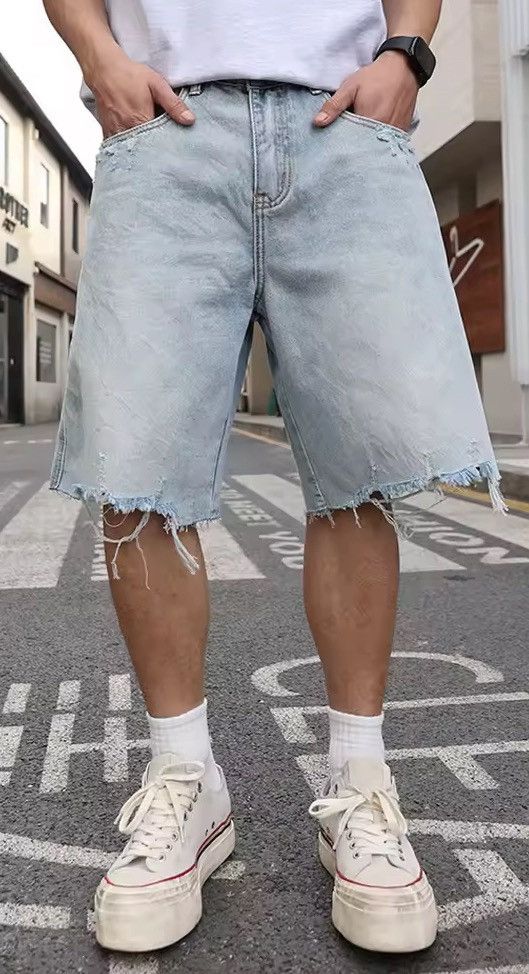 Jean Korean style ripped light jeans shorts Size US 38 / EU 54 - 1 Thumbnail