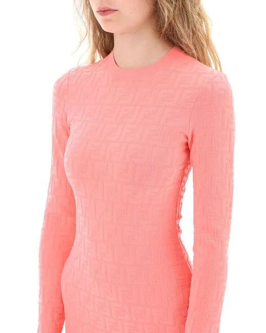 Fendi o1loc1c0824 Dress in Pink Size XS / US 0-2 / IT 36-38 - 4 Thumbnail