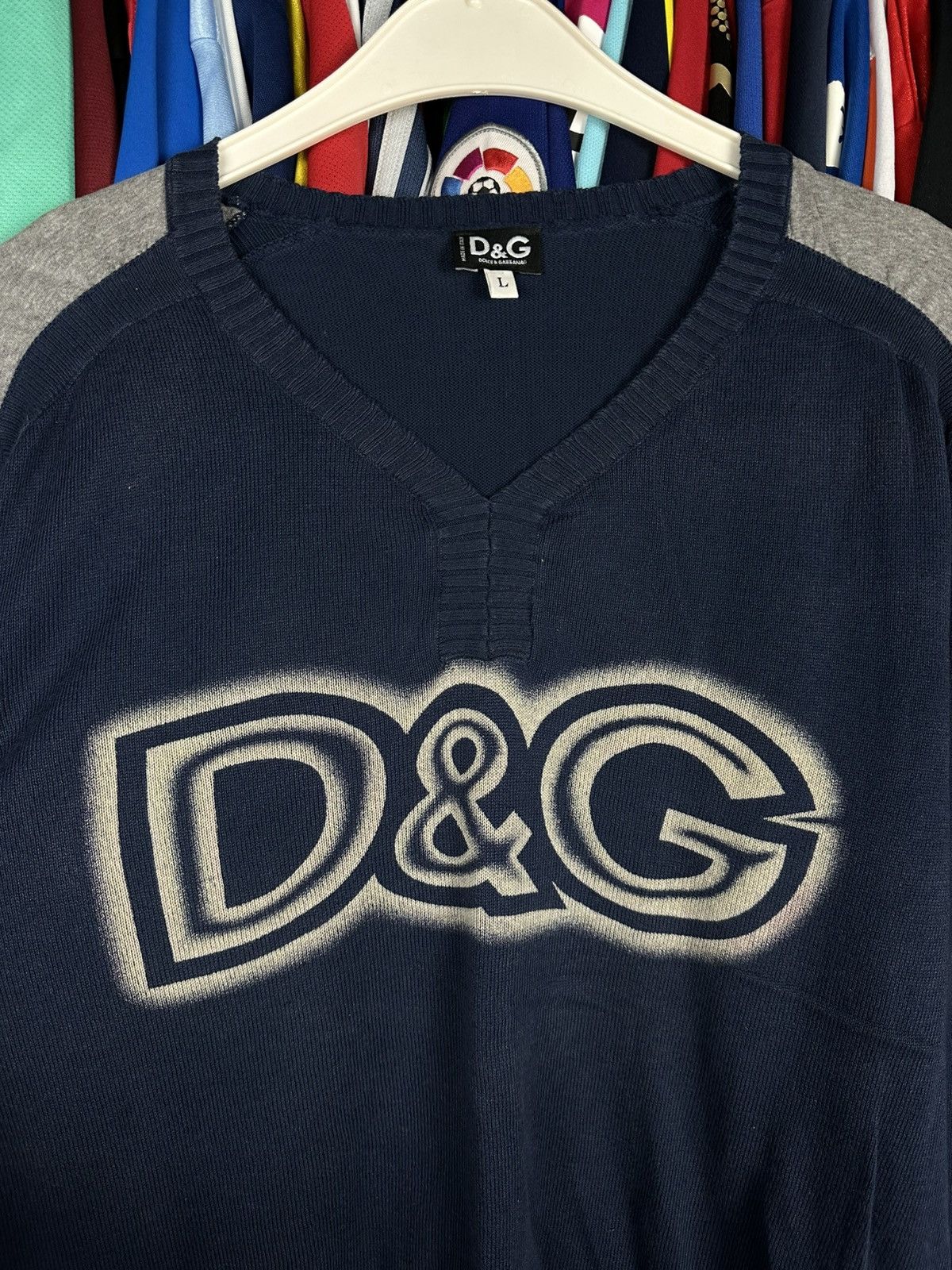 Dolce & Gabbana Dolce & Gabbana Logo Knit Sweater Navy Size L Vintage D&G Size US L / EU 52-54 / 3 - 4 Thumbnail