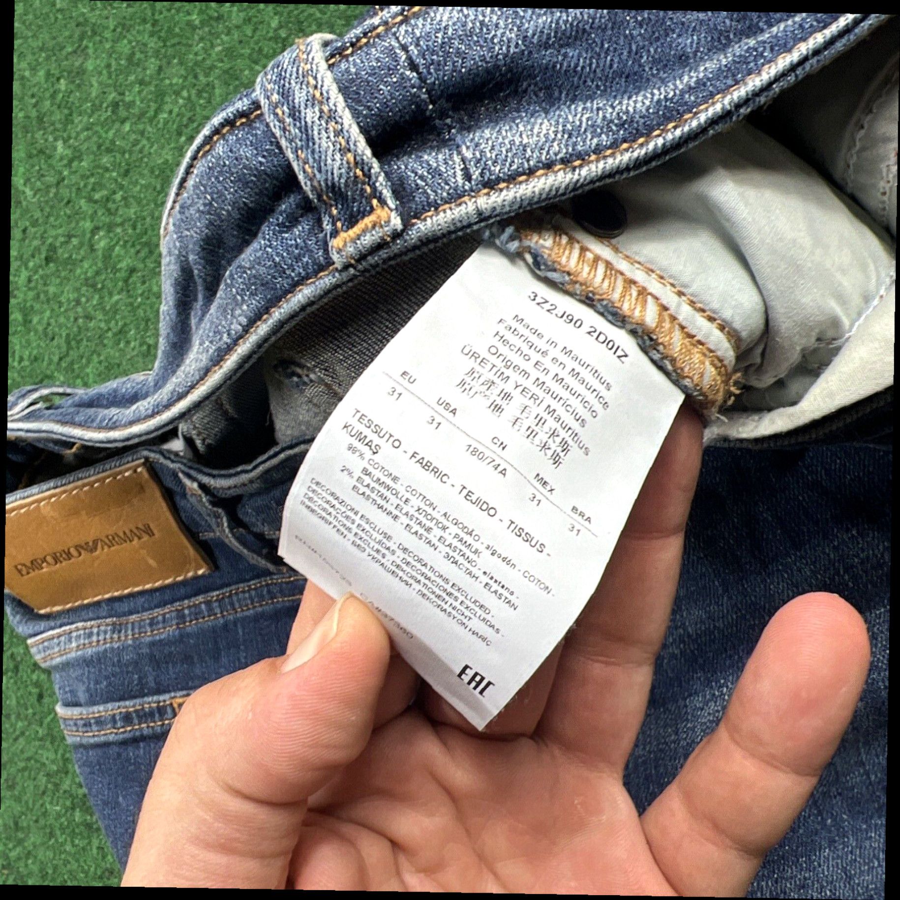 Emporio Armani EMPORIO ARMANI Jeans Mens 31W 32x28 Blue Denim Straight Slim Size US 31 - 5 Thumbnail