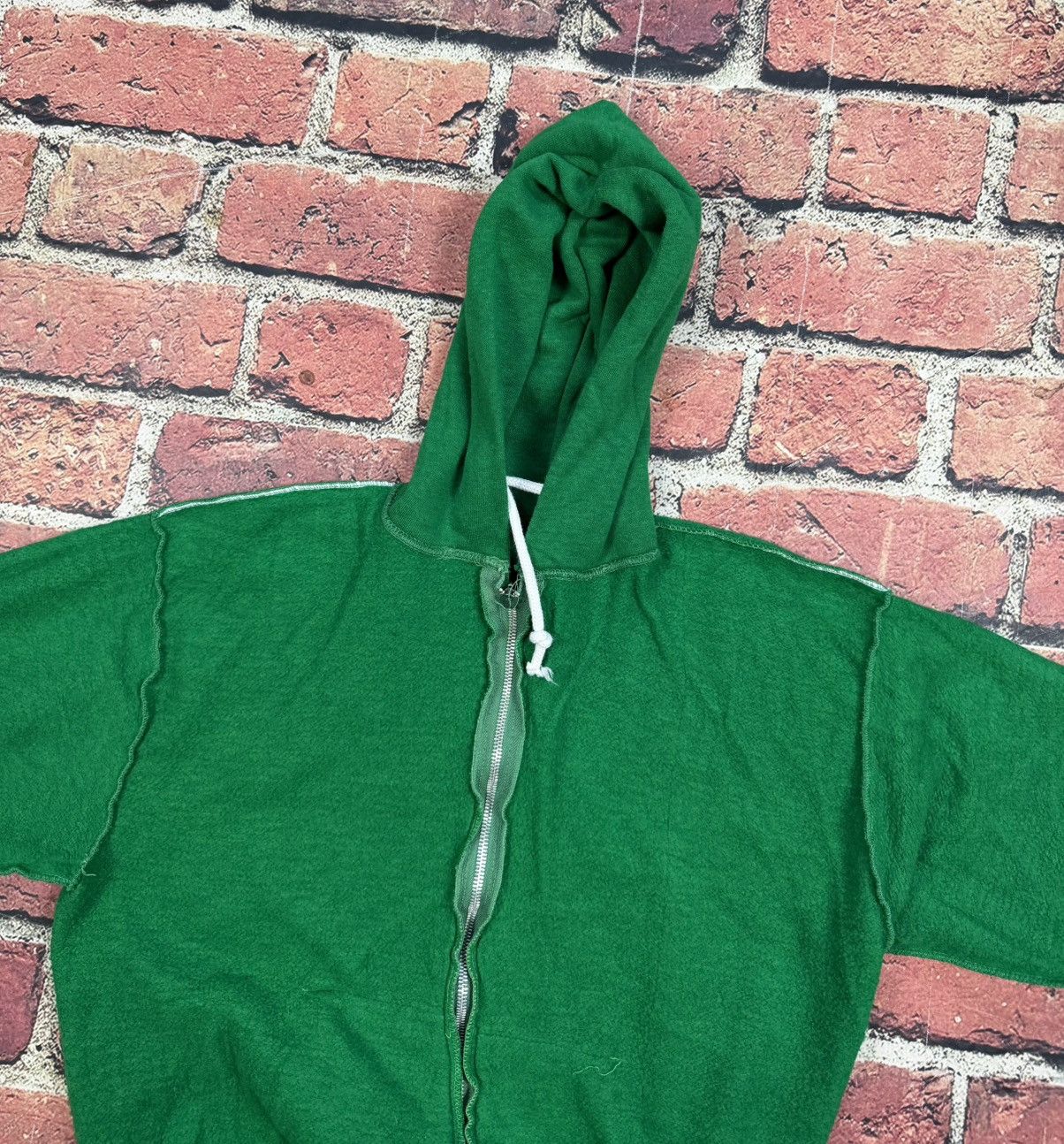 Other Vintage Blank Green Zip Up Hoodie Cropped Boxy 70s 80s Size US M / EU 48-50 / 2 - 9 Thumbnail