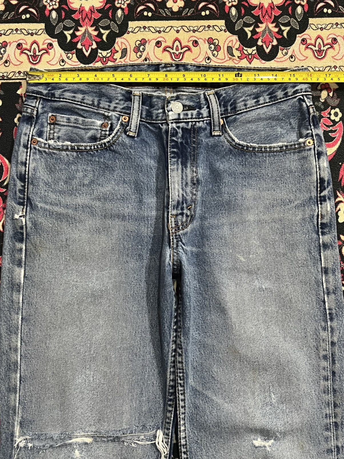 Levi's ⚡️Distressed⚡️Vintage Levi’s 551 Blue Washed Frayed Leg Jeans Size US 31 - 13 Thumbnail