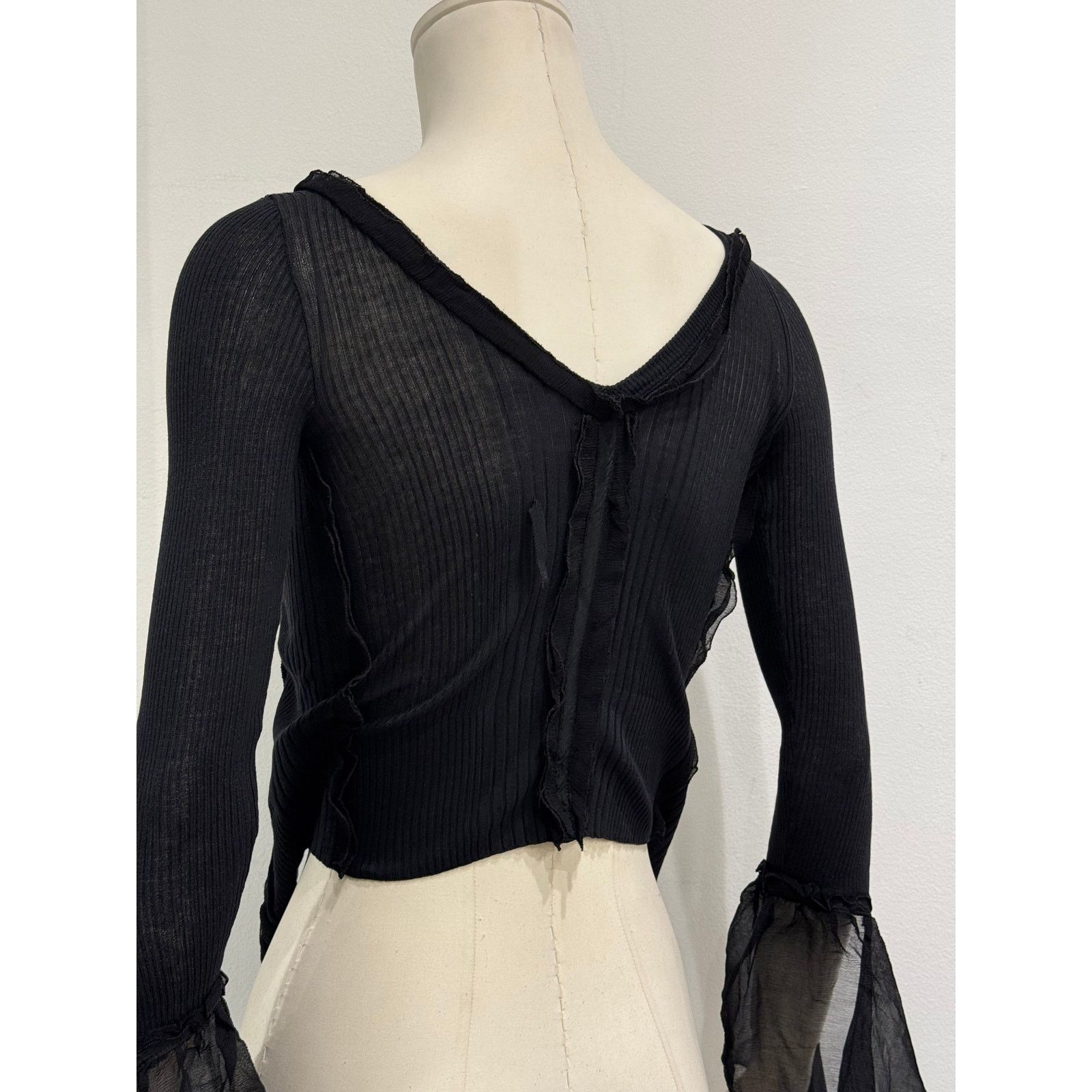 Jean Paul Gaultier 2000s Jean Paul Gaultier sheer ribbon-tie corset blouse Size S / US 4 / IT 40 - 9 Thumbnail