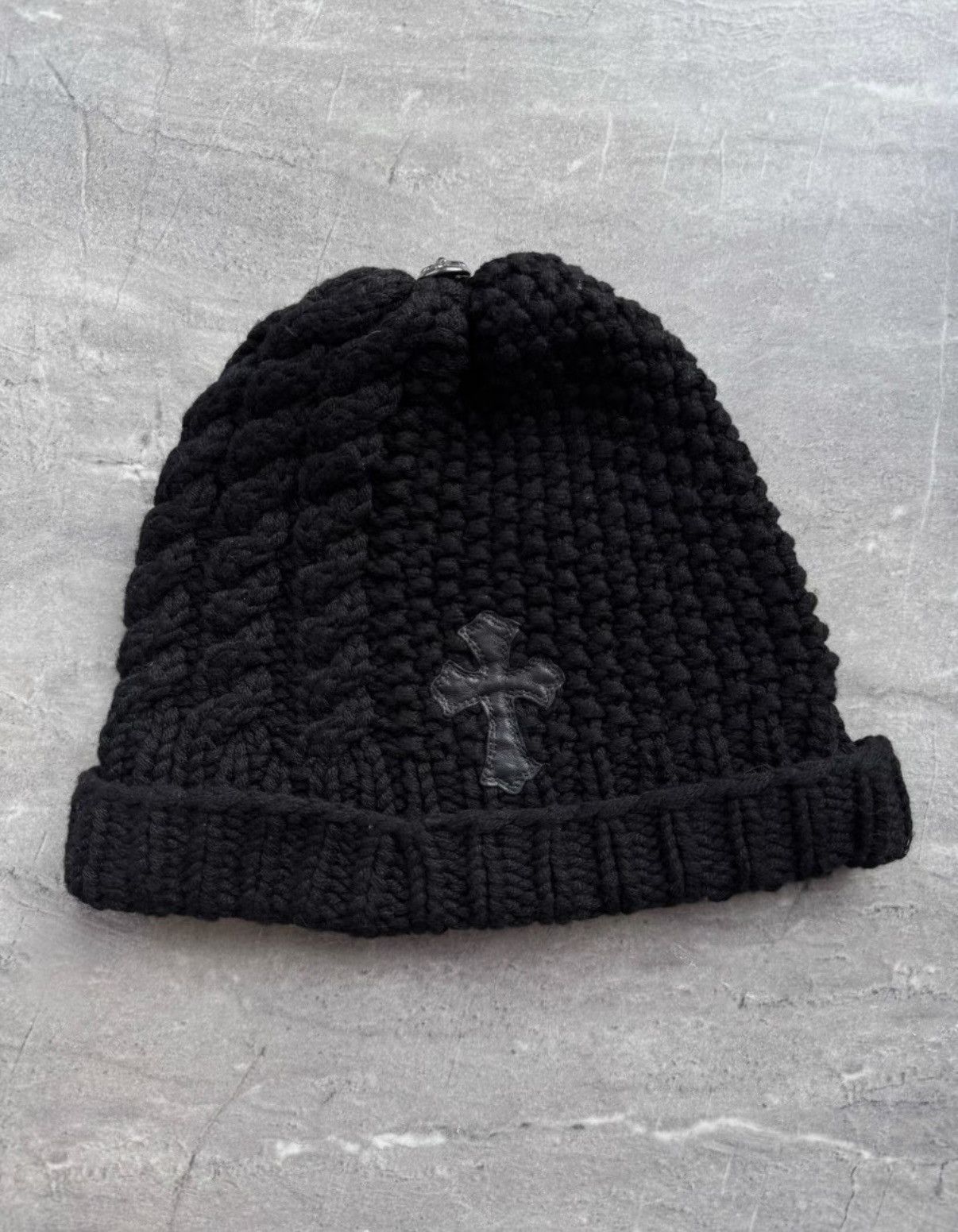 Chrome Hearts Chrome Hearts Cross Leather Patch Knit Beanie Size ONE SIZE - 1 Thumbnail