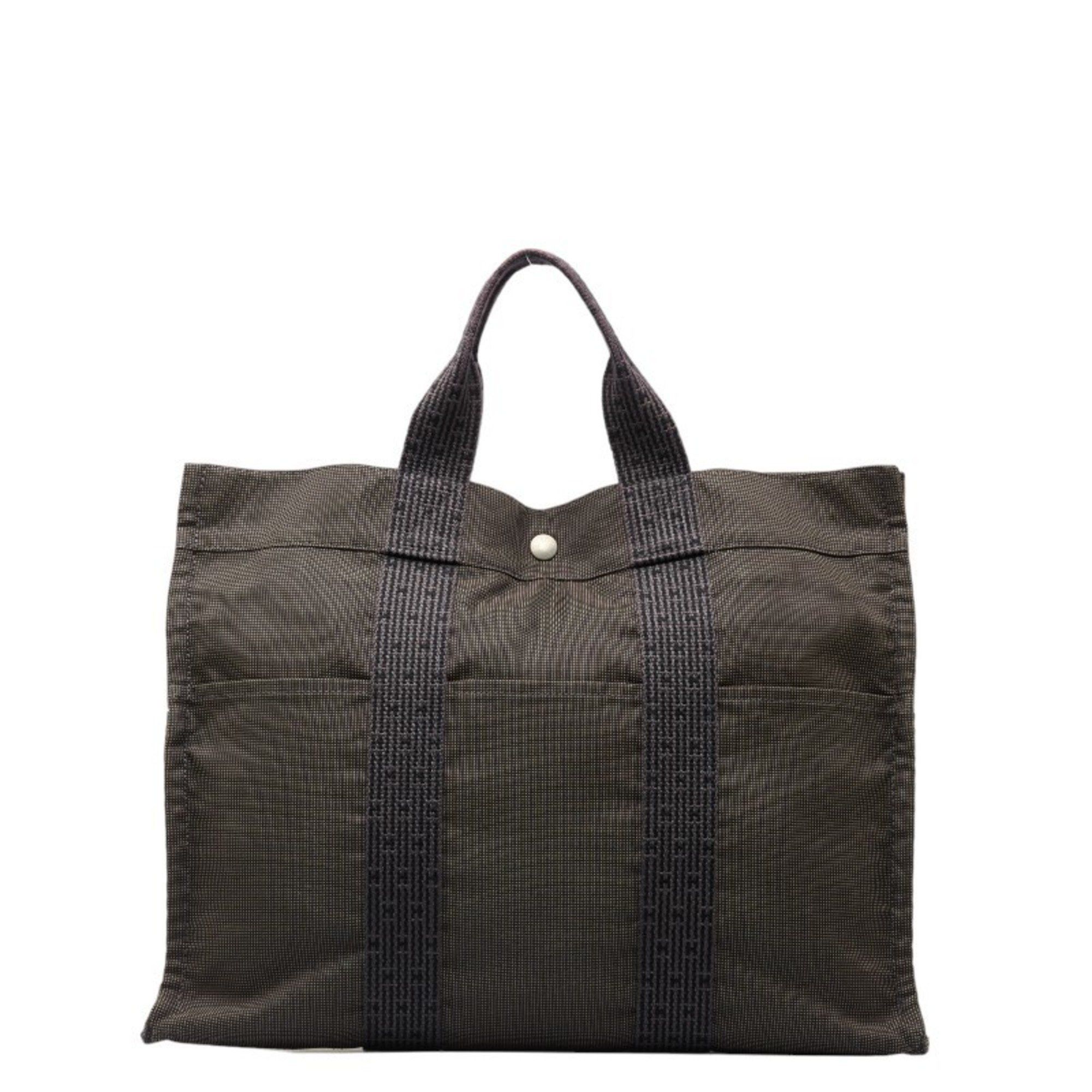 image of Hermes Air Line Tote Mm Handbag Bag Grey Canvas Women's Hermes