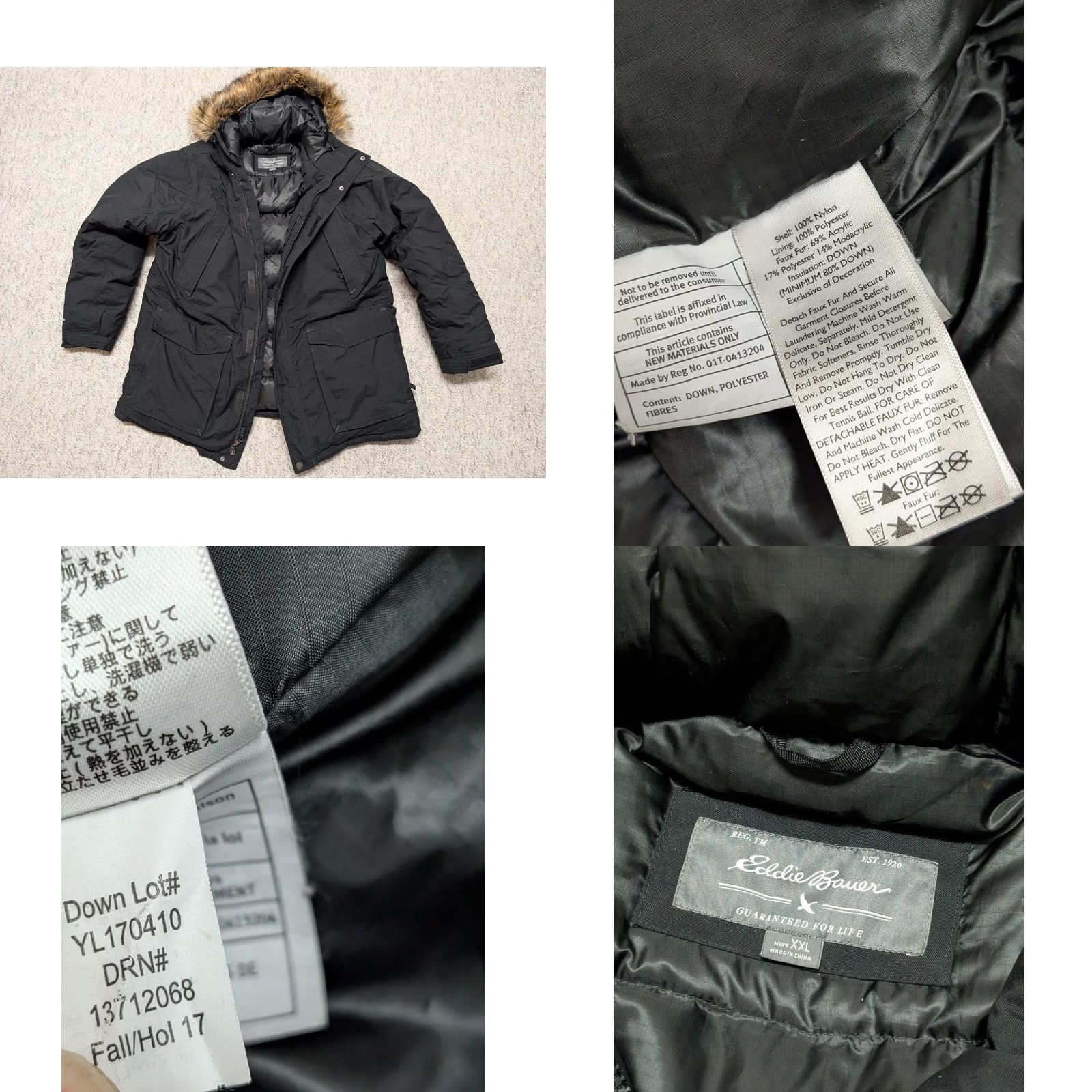 Eddie Bauer Eddie Bauer GOOSE DOWN puffer parka HOODED arctic weatheredge black FAUX FUR 2XL Mens Size US XXL / EU 58 / 5 - 8 Thumbnail