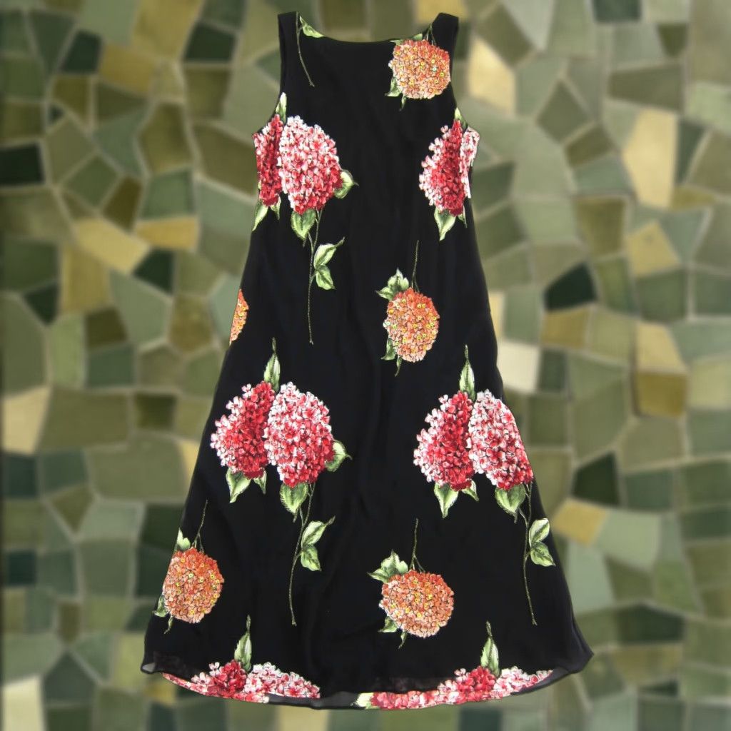 Vintage VINTAGE Studio I Black Pink Green Floral Beaded Long Maxi Tank Dress 16 Size XXL / US 16-18 / IT 52-54 - 1 Thumbnail