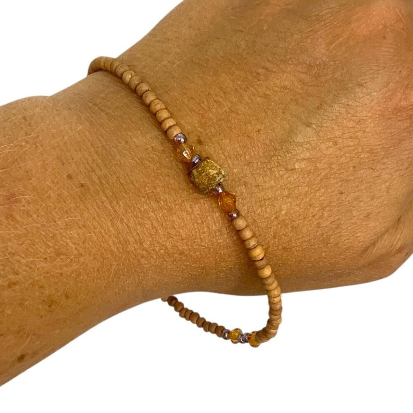 Other Vintage Tan Beaded Bracelet Size ONE SIZE - 1 Thumbnail