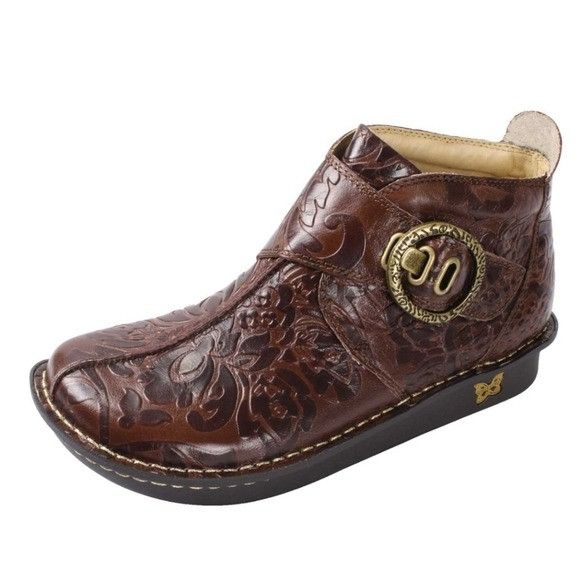 Designer Alegria Caiti Yeehaw Floral Tooled Brown Leather Buckle Ankl Size US 8.5 / IT 38.5 - 1 Thumbnail