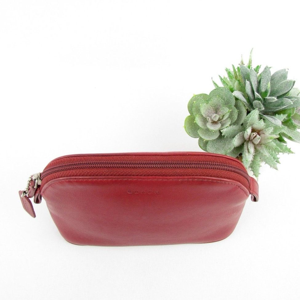 Coach Coach Red Leather Dome Wristlet / Cosmetic Bag Size ONE SIZE - 5 Thumbnail