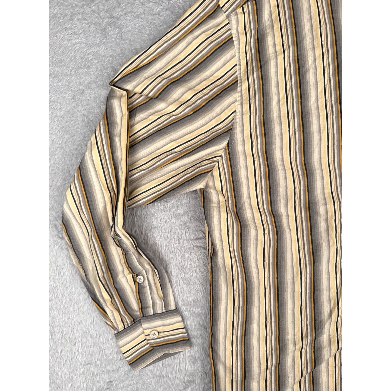 Tommy Bahama Tommy Bahama Shirt Men Extra Large Yellow Stripe Button Pima Cotton Long Sleeve Size US XL / EU 56 / 4 - 3 Thumbnail