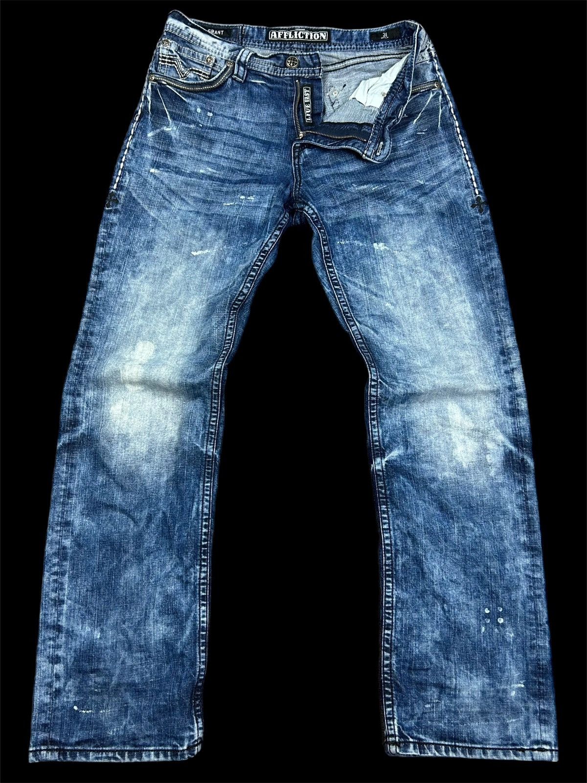 Affliction Affliction Denim Bootcut Acidwash Embroidered Jeans Size US 31 - 2 Thumbnail