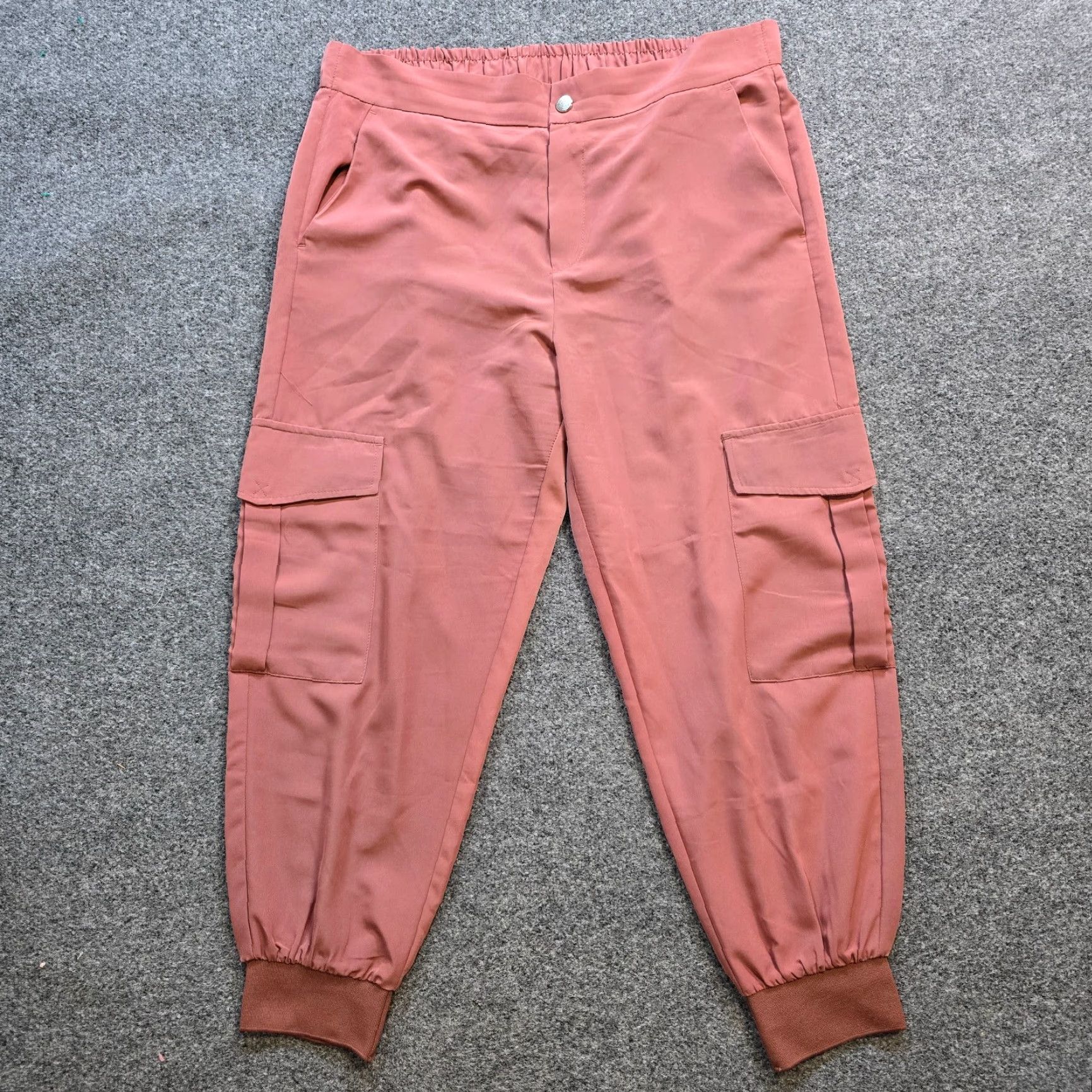 Zara Zara Pants Womens XL Pink Cropped Cargo Joggers Satin Casual Capsule 90s City Basic Matte Finish Size 40" / US 18 - 2 Thumbnail