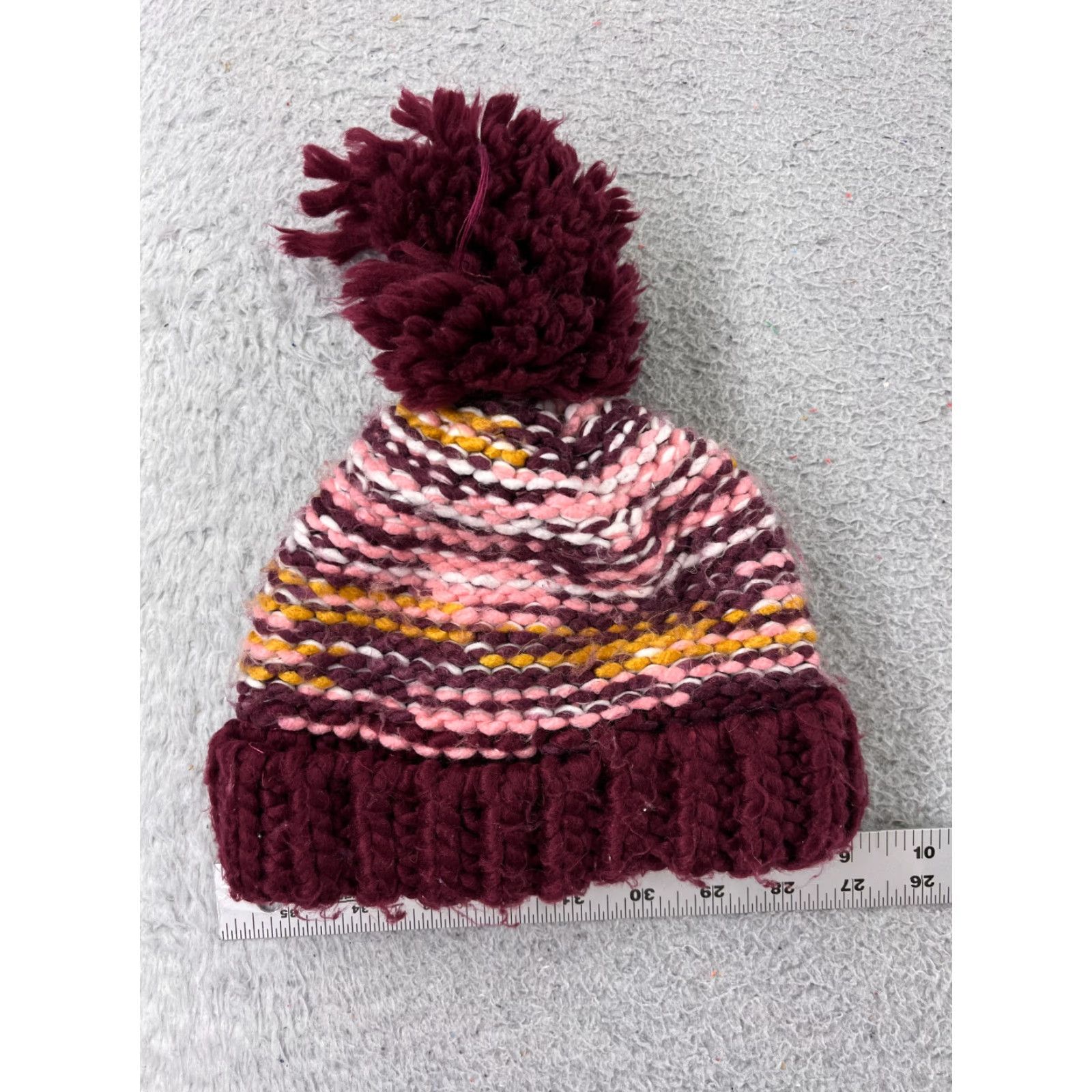 Old Navy Old Navy Beanie Hat Womens M Purple Knit Acrylic Cotton Lined Pom Beanie? Size ONE SIZE - 4 Thumbnail