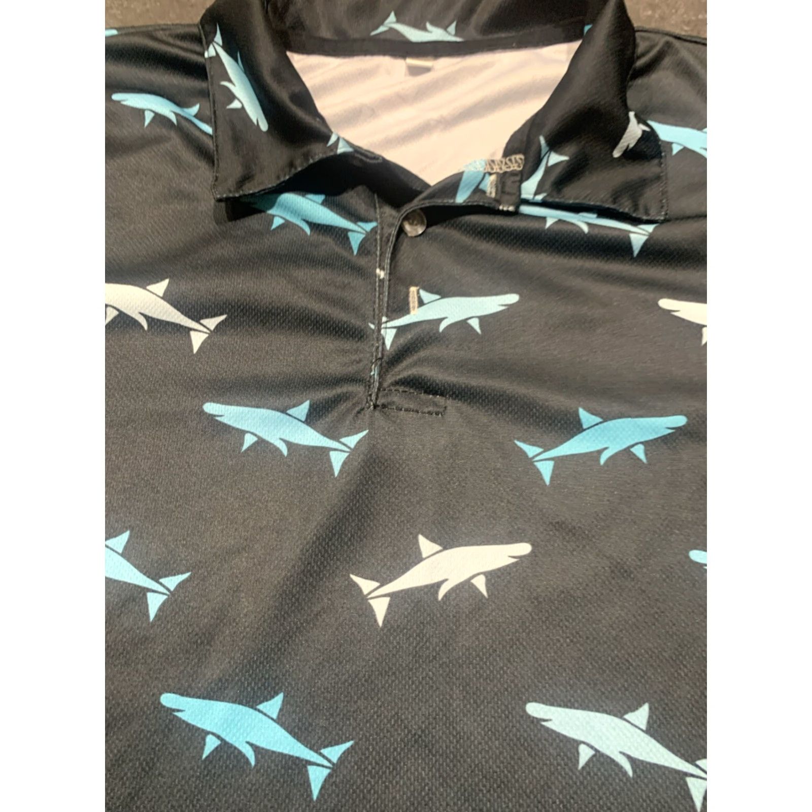 Vintage Hivichi Golf Polo Shirt Mens XL Blue Sharks All-over Print Athletic Activewear Size US XL / EU 56 / 4 - 4 Thumbnail
