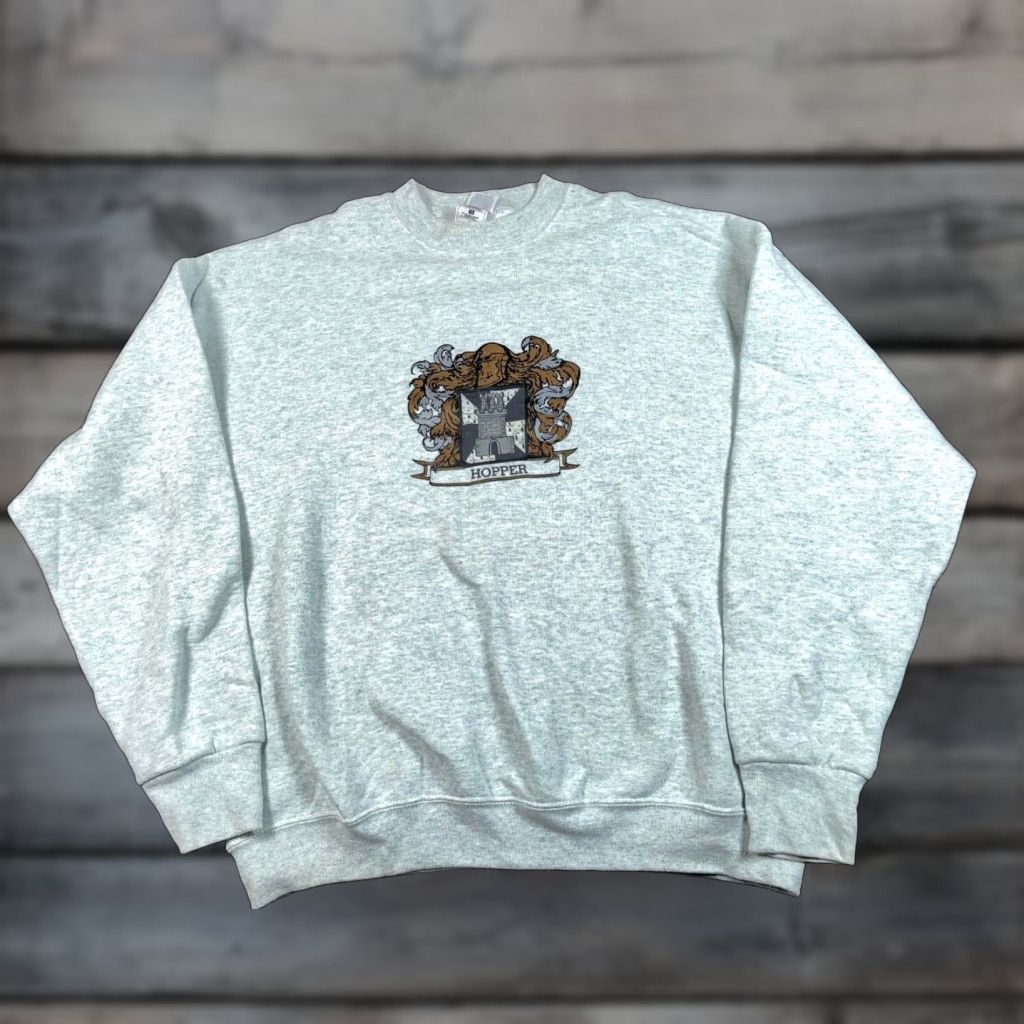Fruit Of The Loom VINTAGE Hopper Medieval Graphic Sweatshirt Adults XL Gray 50/50 Fruit of the Loom Castle Knight Logo Retro Graphic Print Men XL Sweatshirt Size US XL / EU 56 / 4 - 1 Thumbnail