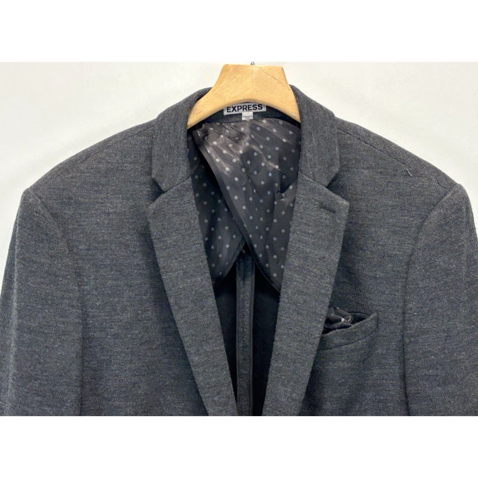 Express Express Blazer Jacket 42R Mens Slim Grey Cotton Blend Two-Button Blazer Sport Coat Shirt? Size 42R - 2 Thumbnail