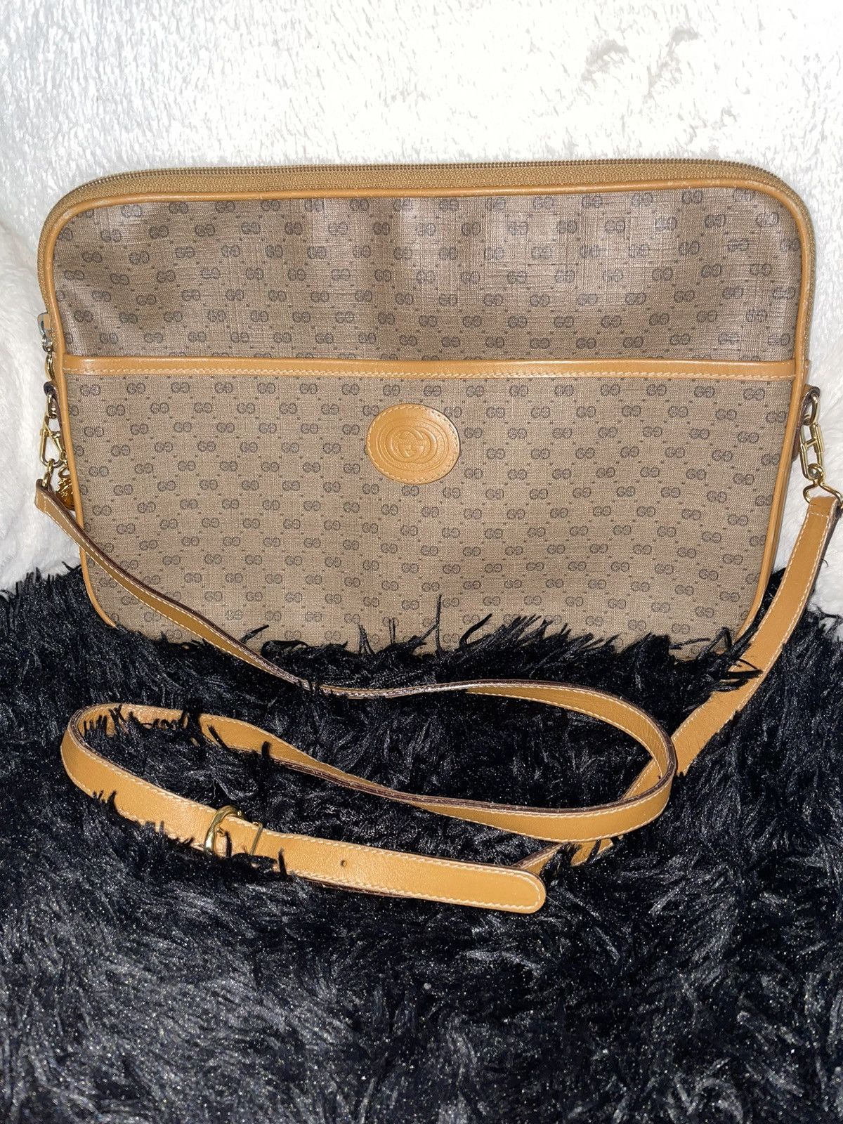 image of Vintage Gucci Micro GG Monogram Clutch Bag in Tan, Women's
