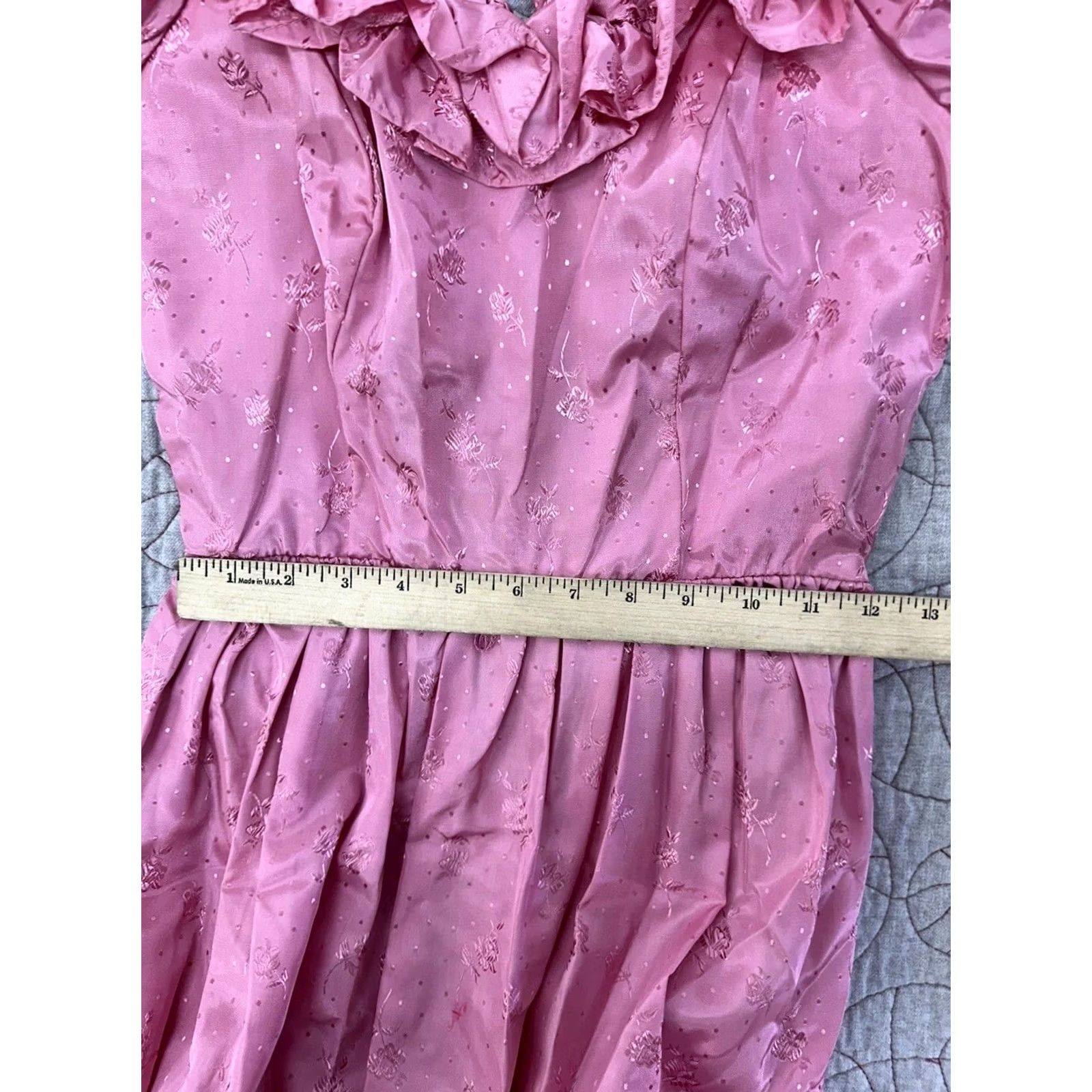 Pinko Pink Prairie Dress Puff Sleeve Ruffle Cottagecore VTG 80s Pink Floral Women’s XS Size XS / US 0-2 / IT 36-38 - 6 Thumbnail