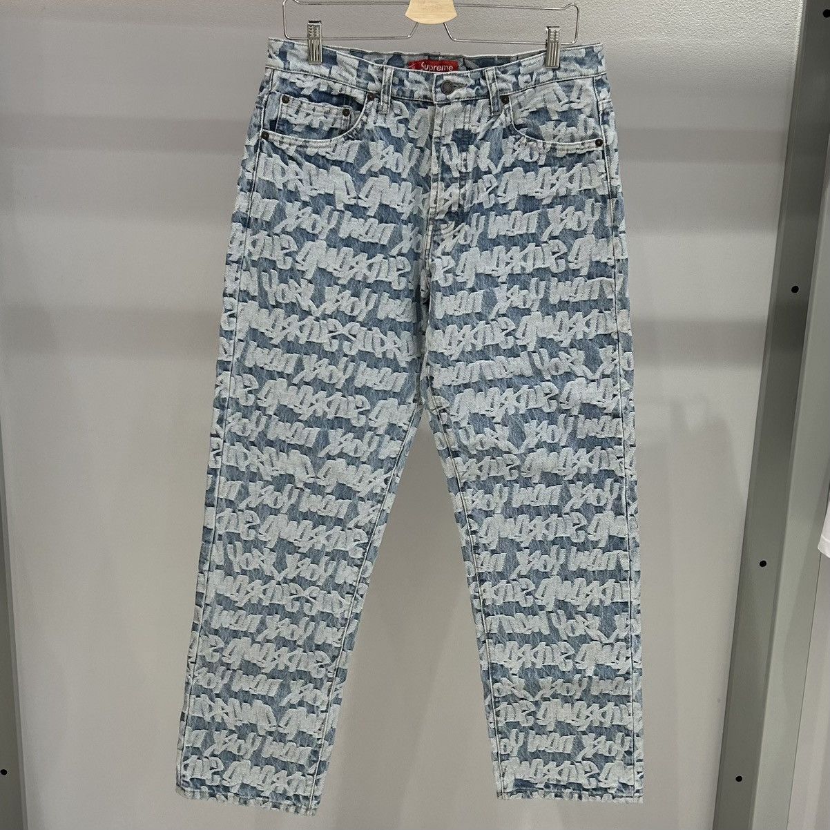 image of Supreme Fat Tip Jacquard Regular Jean Blue, Men's (Size 32)