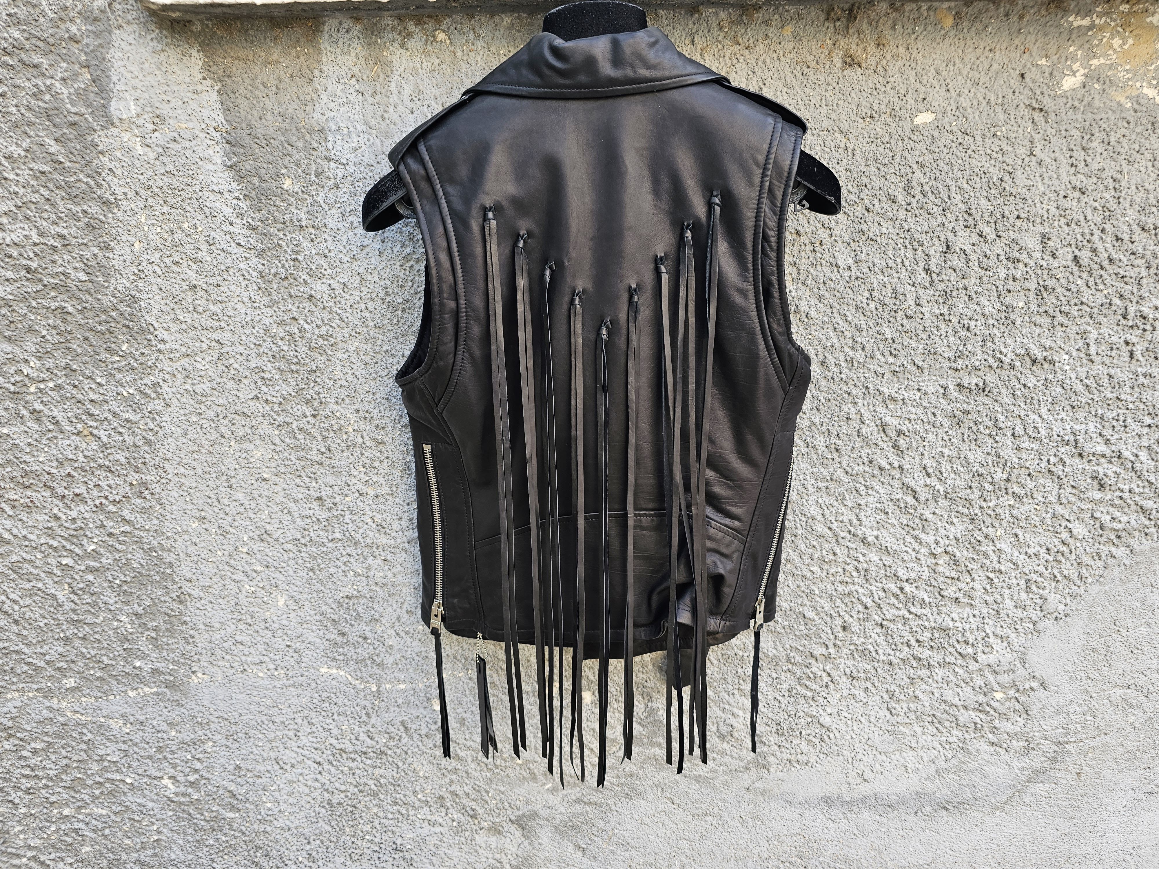 Amiri $3200 AMIRI Black Fringed Women's Biker Leather Vest Size M / US 6-8 / IT 42-44 - 2 Thumbnail