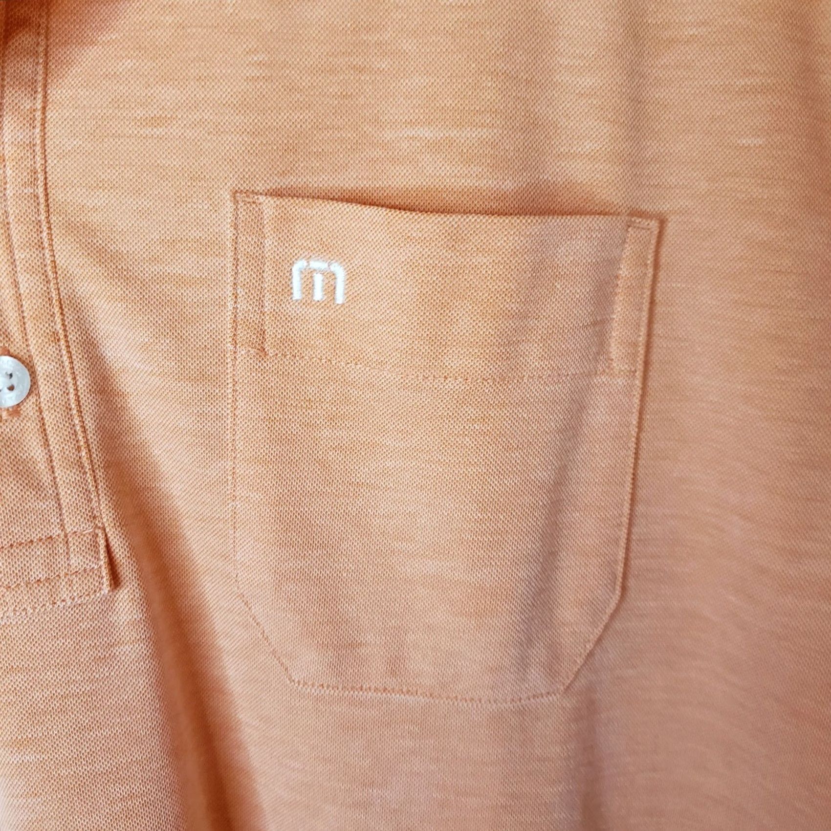 TravisMathew Travis Mathew Men Polo L Coral Pima Cotton Short Sleeve Slit Logo Button-Down Shirt Regular Fit Size US L / EU 52-54 / 3 - 4 Thumbnail