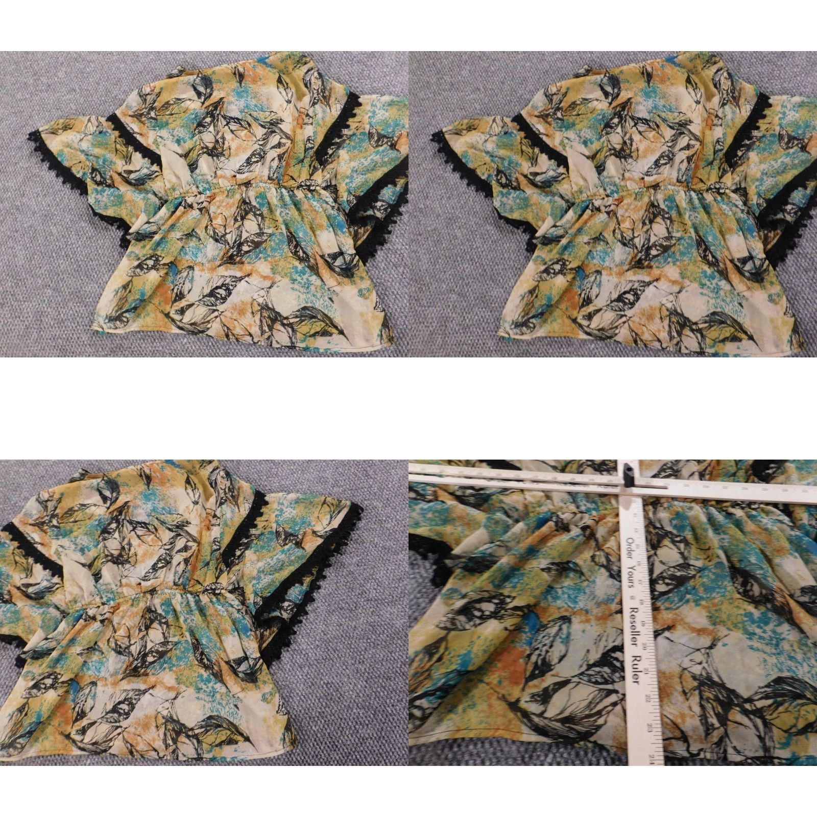 Vintage Angie Womens Blouse S floral green pullover round neck casual Size S / US 4 / IT 40 - 8 Thumbnail