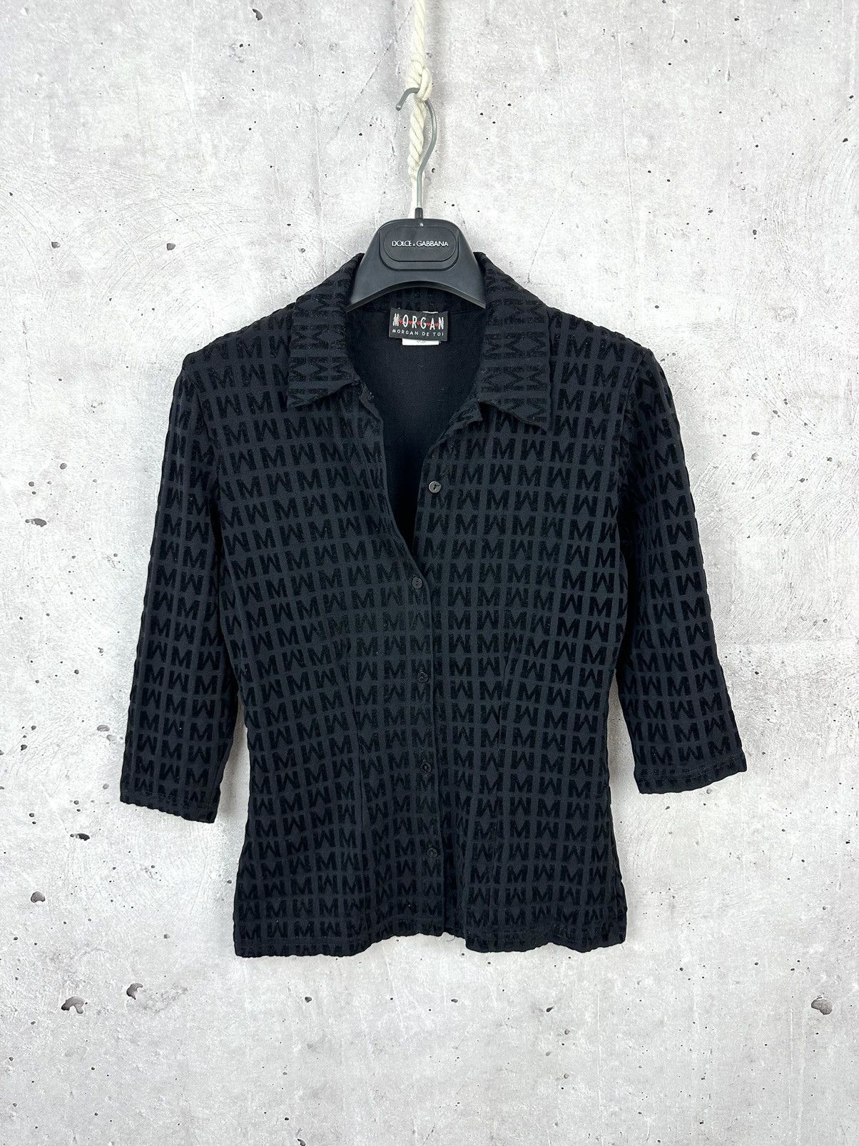 Vintage Vintage Morgan Black Monogram 3/4 Sleeve Women’s Shirt Size XS / US 0-2 / IT 36-38 - 1 Thumbnail