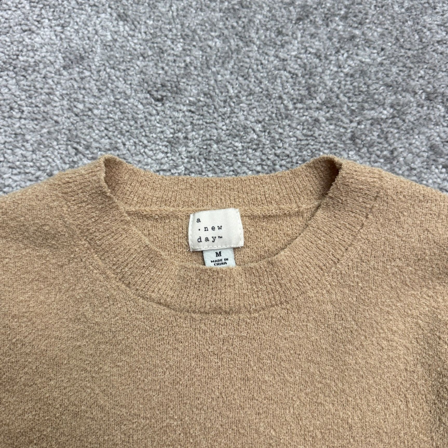 Vintage A New Day T-Shirt Womens M Tan Brown Crew Short Sleeve Basic Knit Size M / US 6-8 / IT 42-44 - 4 Thumbnail