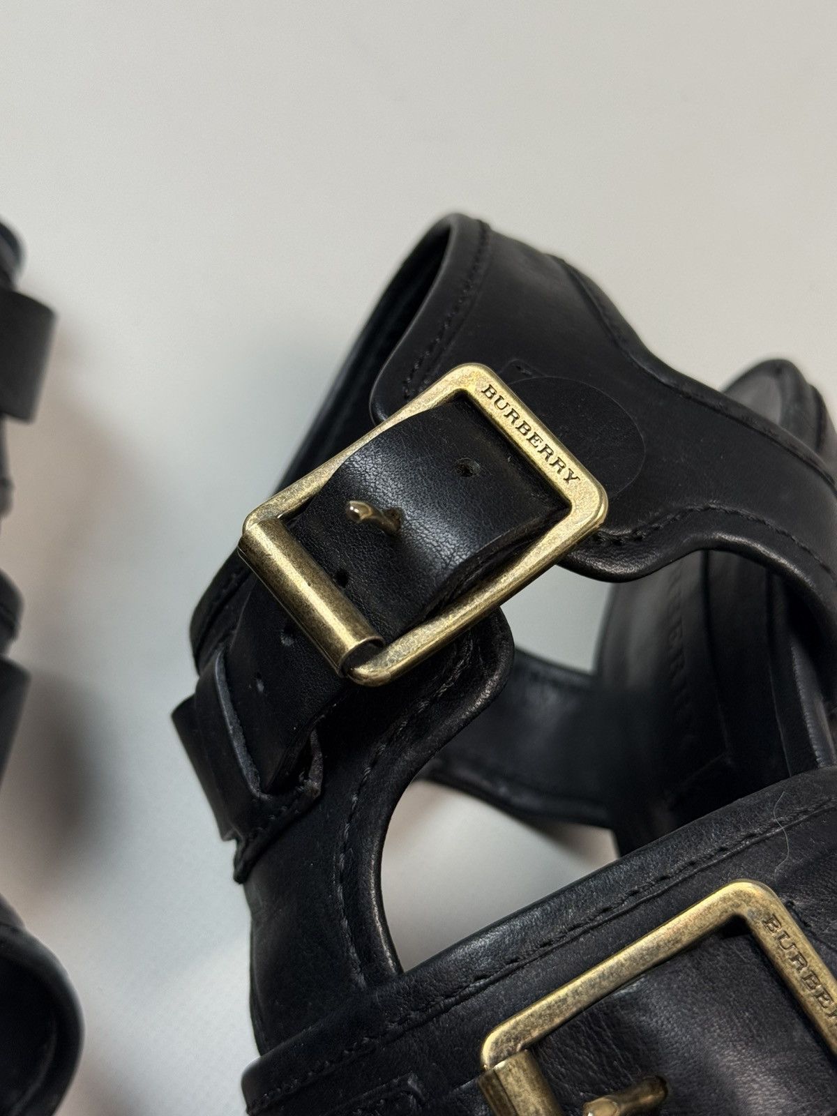 Burberry Burberry Black Leather Strappy Stiletto Buckle Heels Shoes Size US 10 / IT 40 - 18 Thumbnail