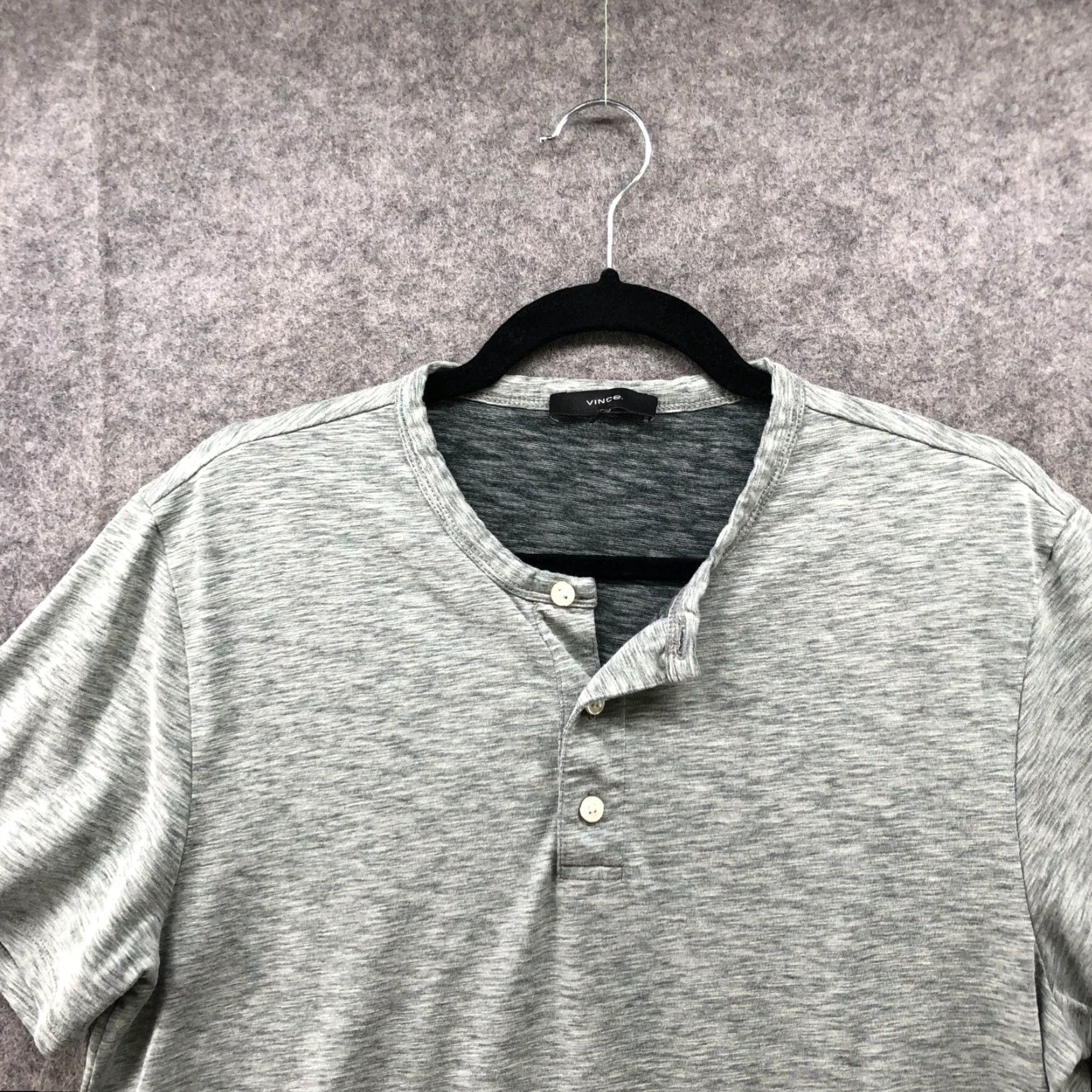 Vince Vince Henley Short Sleeve T Shirt Mens S Heathered Green Size US S / EU 44-46 / 1 - 3 Thumbnail