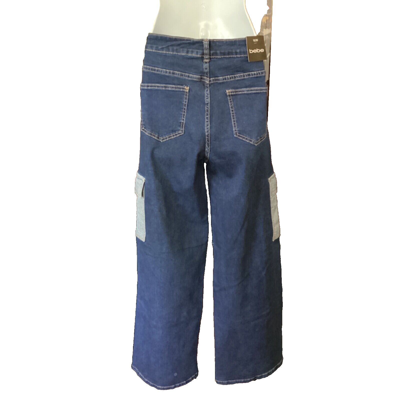 Bebe BEBE HIGH RISE TWO TONE BAGGY CARGO PATCHWORK JEANS - SZ 10 Size 32" / US 10 / IT 46 - 3 Thumbnail