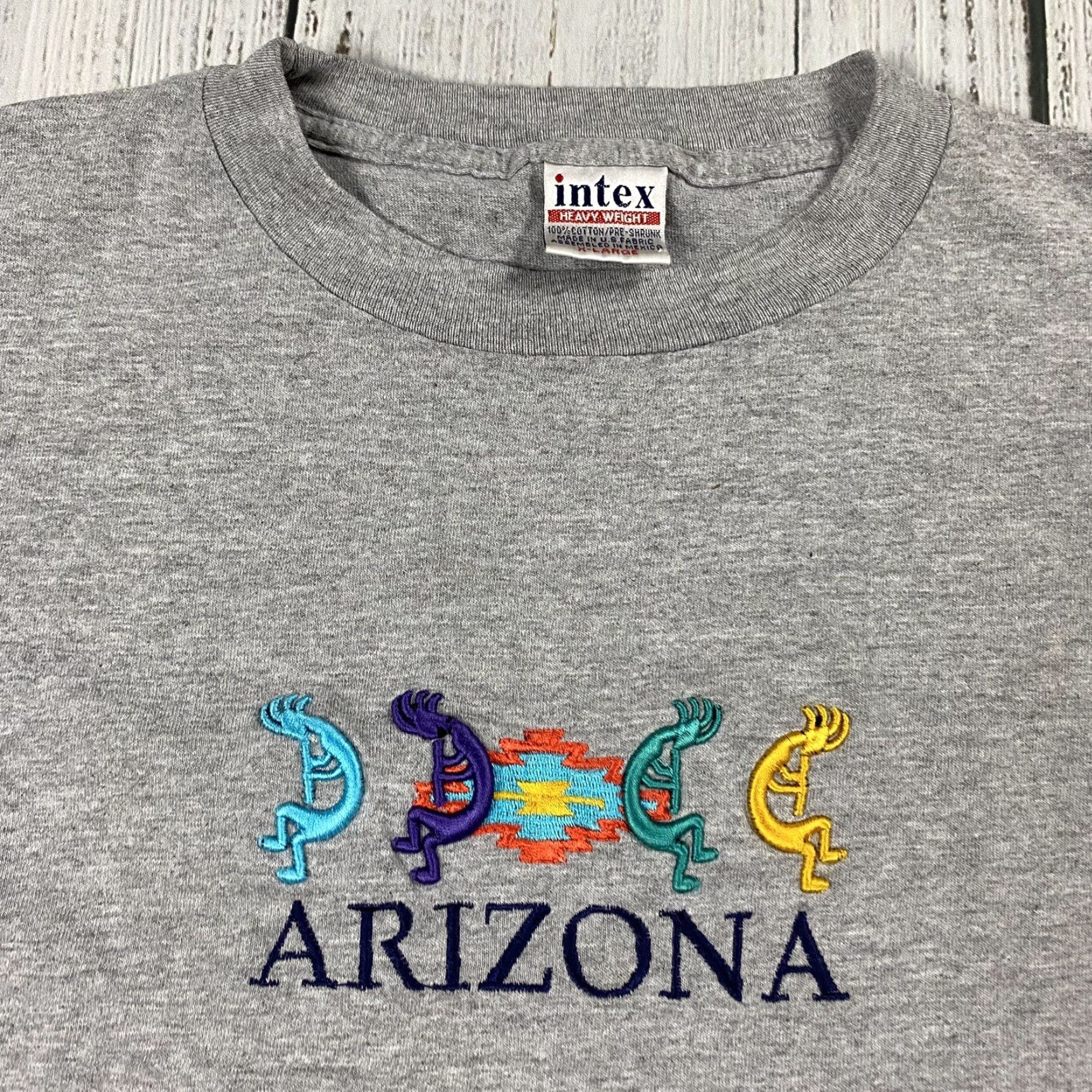Vintage VINTAGE Intex Arizona USA Embroidered Southwestern Tour Shirt Unisex Adults XL Gray Cotton 90s T-Shirt Mens Womens Size US XL / EU 56 / 4 - 2 Thumbnail