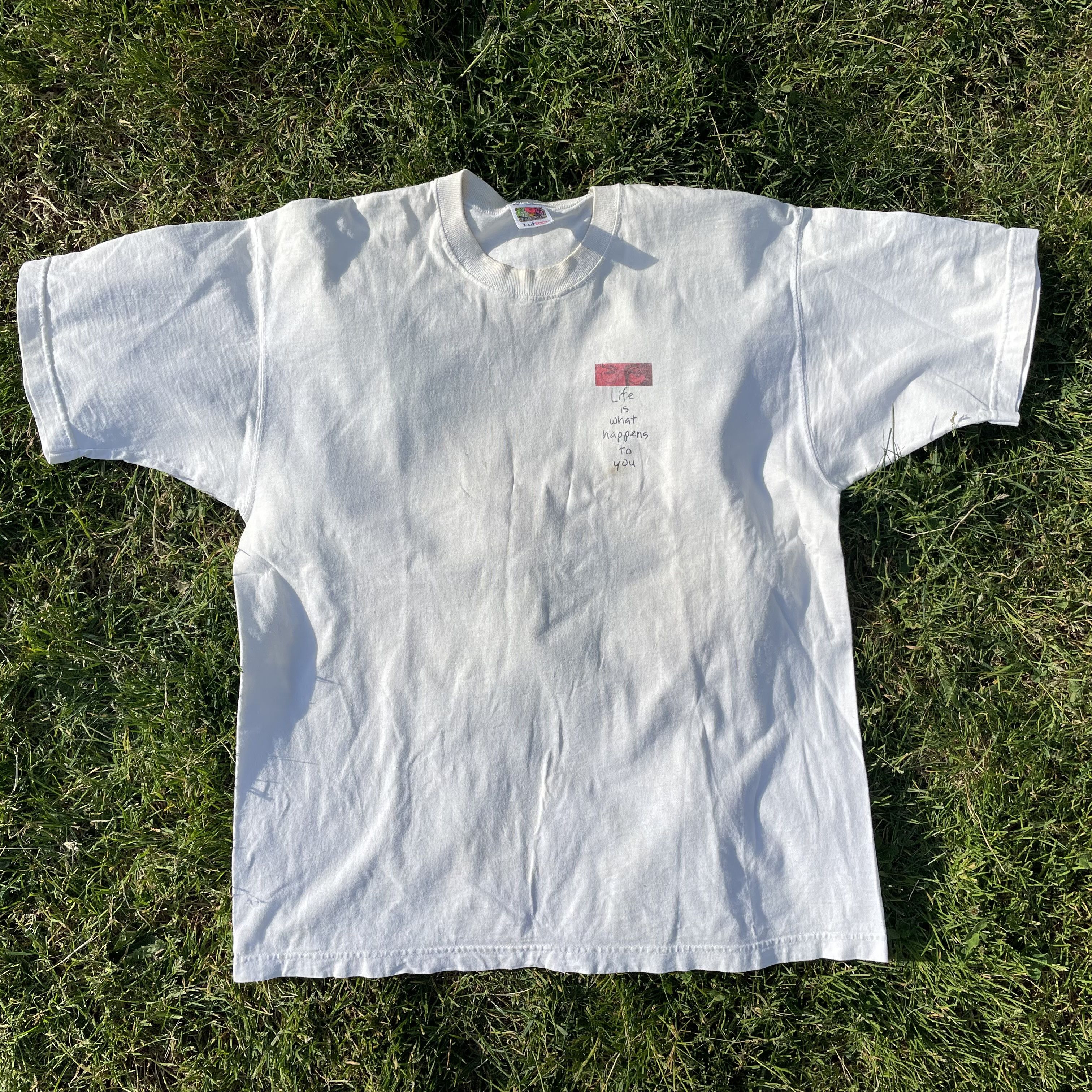 Fruit Of The Loom Vintage John Lennon "Life Is What Happens" Pop Art T-Shirt Size US XL / EU 56 / 4 - 3 Thumbnail